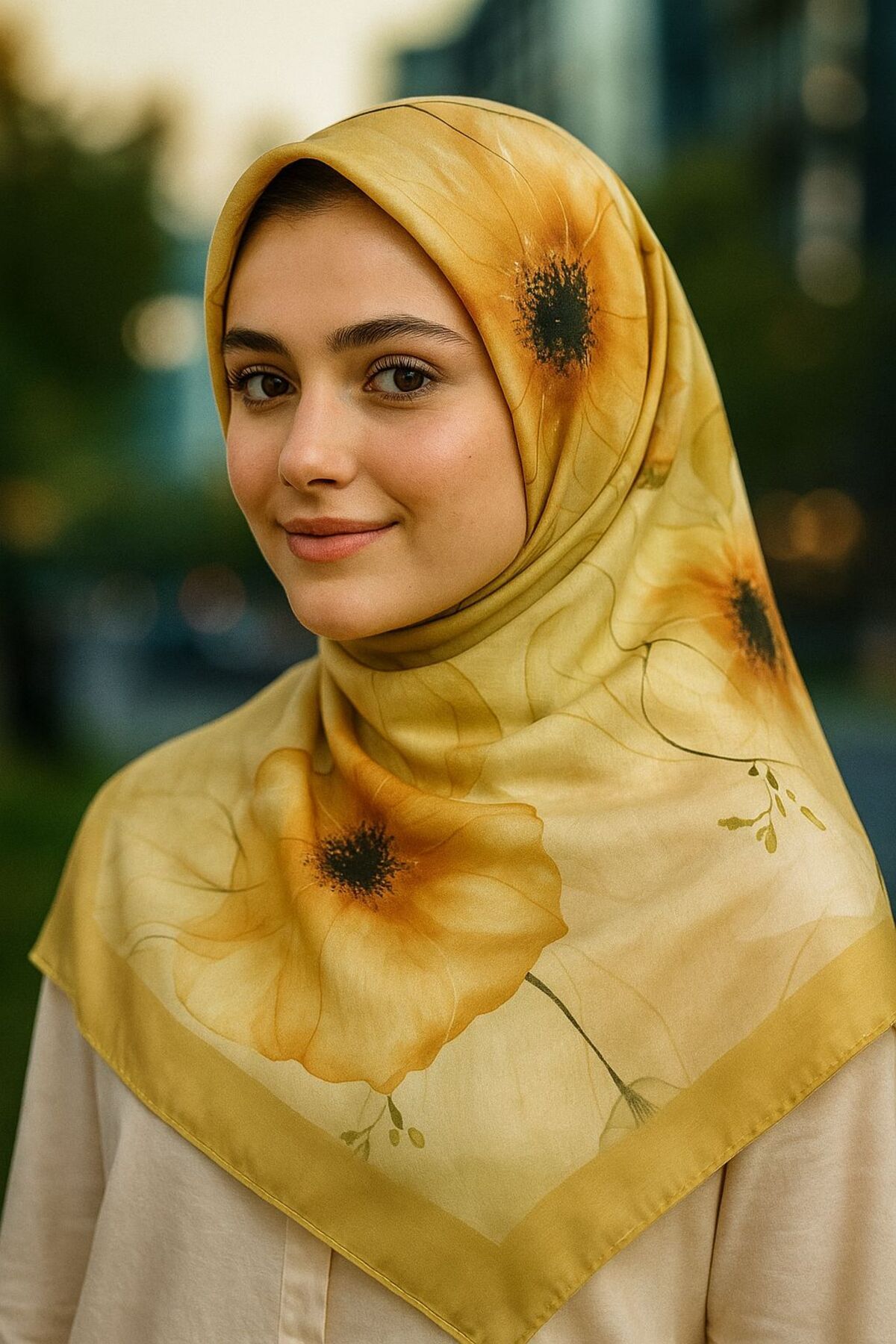 ELZE MODA GELİNCİK DESENLİ PAMUK VUAL ŞAL
