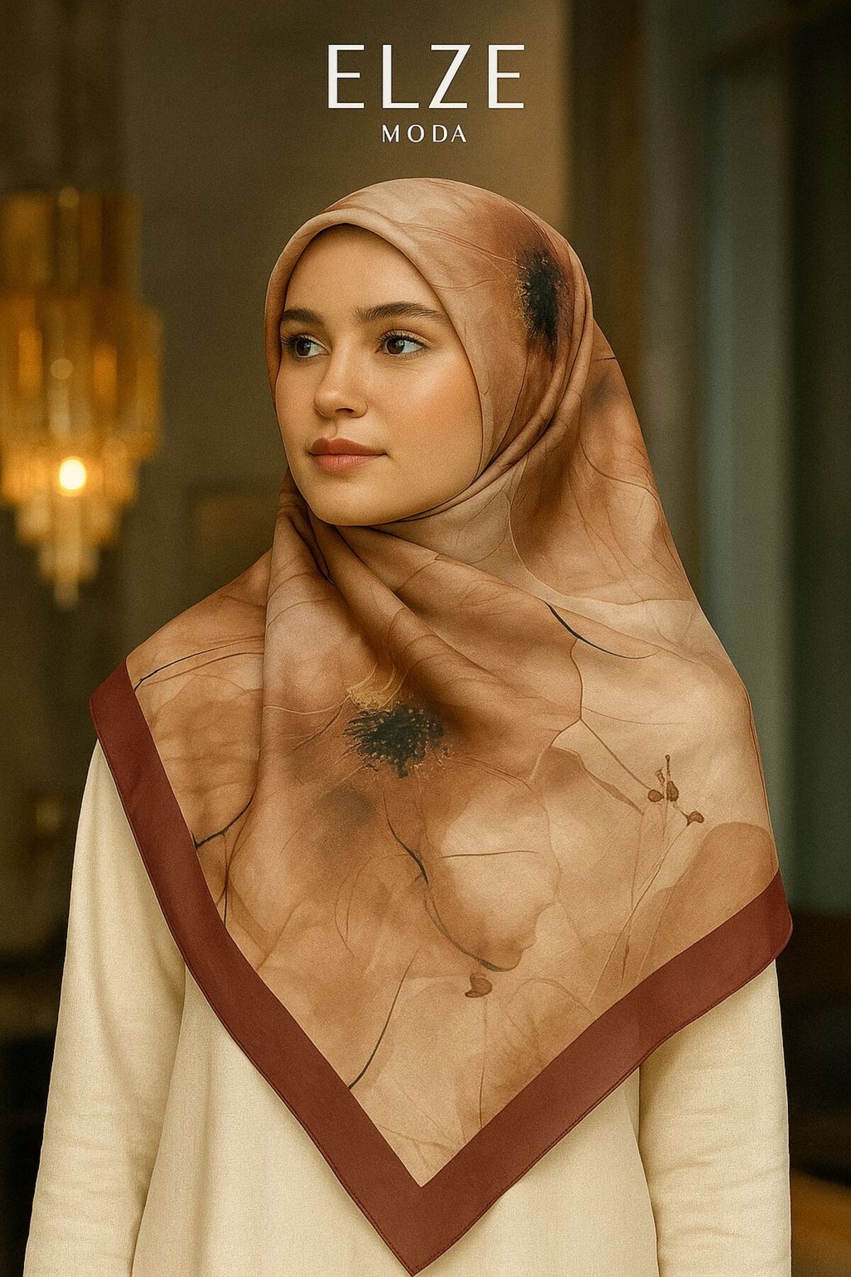 ELZE MODA GELİNCİK DESENLİ PAMUK VUAL ŞAL