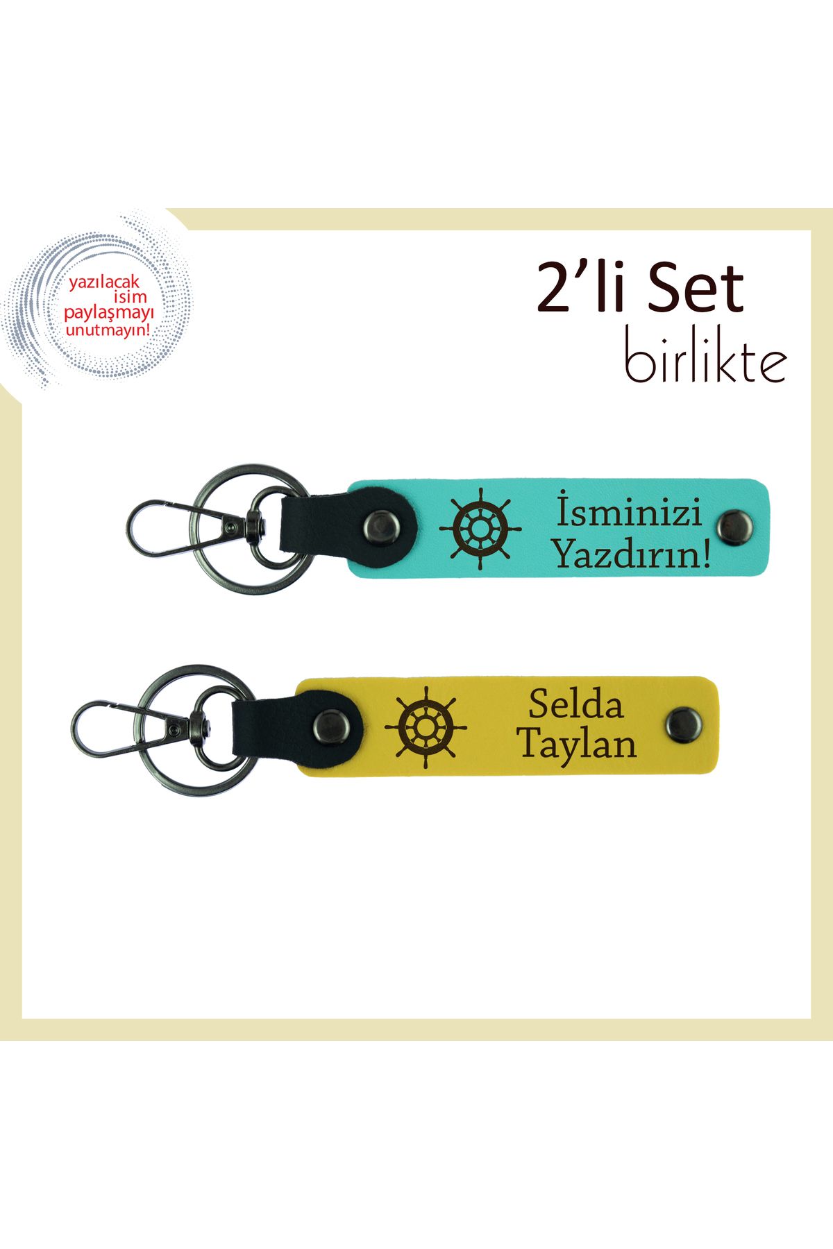 Miaju Eşe Tarz Sahibi ve Duygusal Bir Hatıra, Gemi Figürlü Anahtarlık Seti, Turkuaz-Sarı