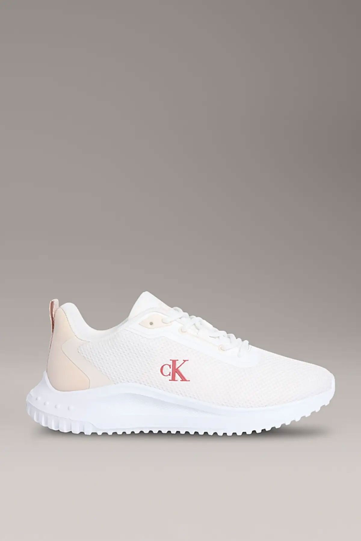 Calvin Klein Kadın Eva Runner L-Up Mesh Logo Sneaker Ayakkabı - Beyaz Pudra