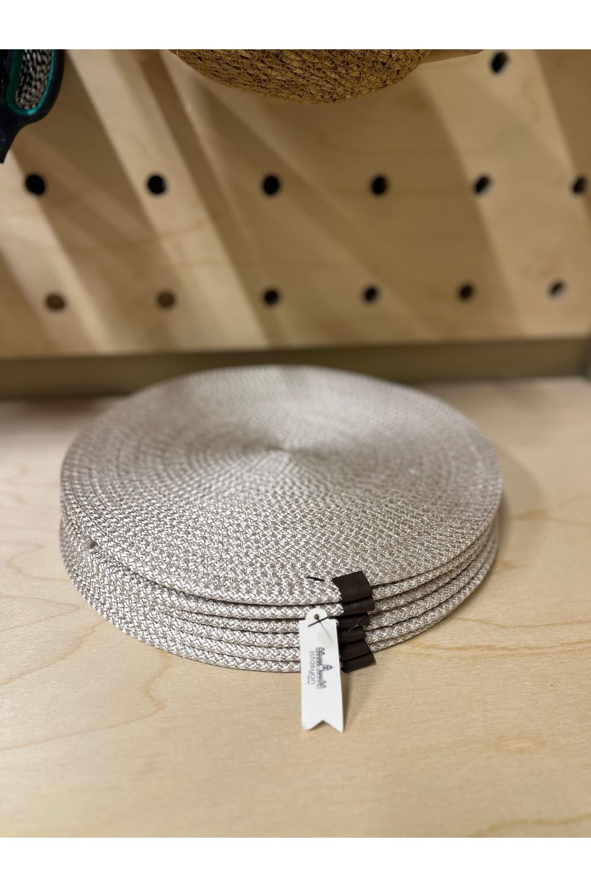 Servis İstasyon Hane 6’lı Yuvarlak Gri Supla Seti 31-32cm | Örgü Dokulu Servis Altlığı | Tabak Altlığı