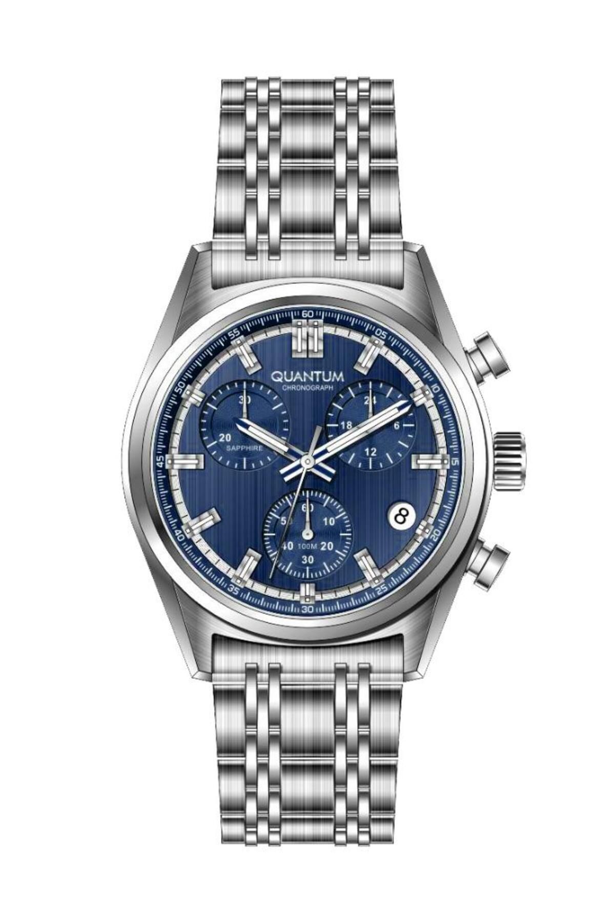 Quantum PWG1209.390 Chronograph Tüm Fonksiyonları Aktif 10 ATM Suya Dauanıklı Çelik Kasa Çelik Kordo