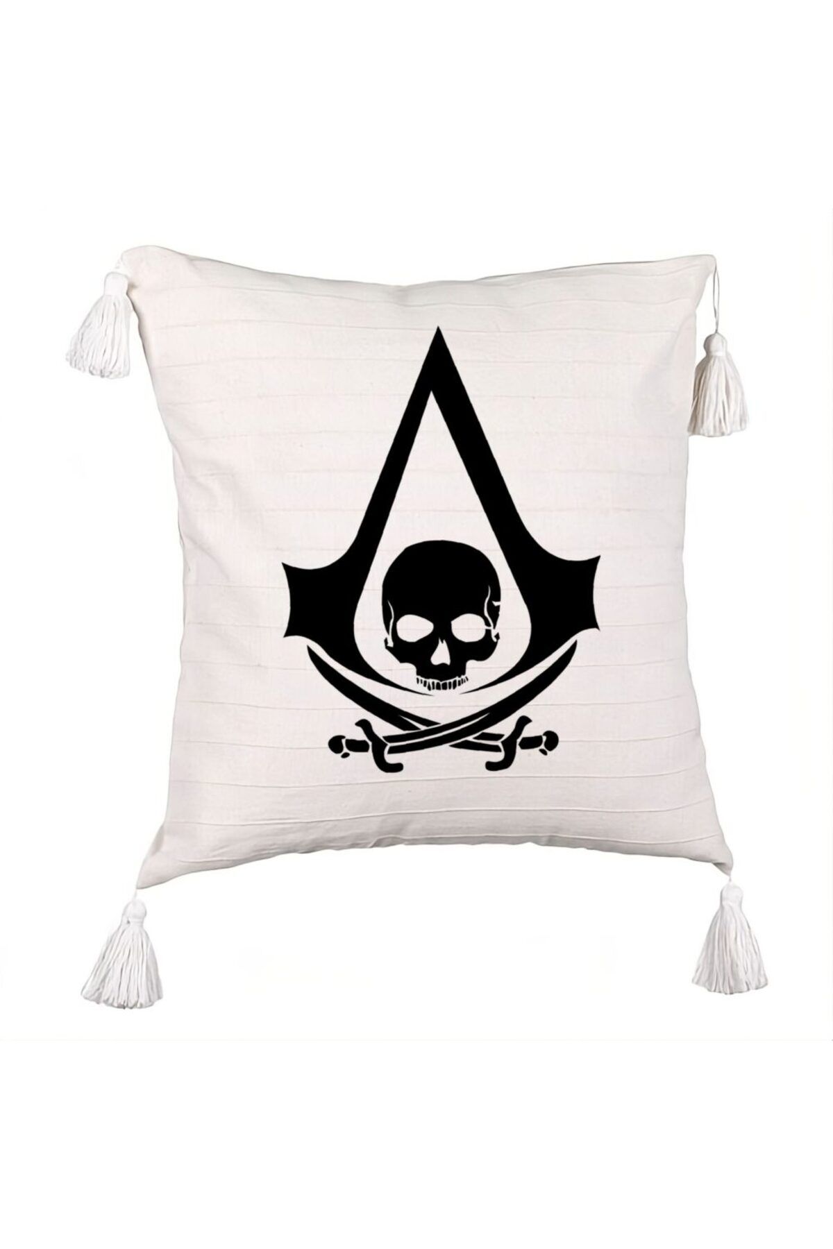 BEKZ-Pillowcase with Fringes with Assasin's Creed Fans, 45x45 cm, Ecru, With zipper 1