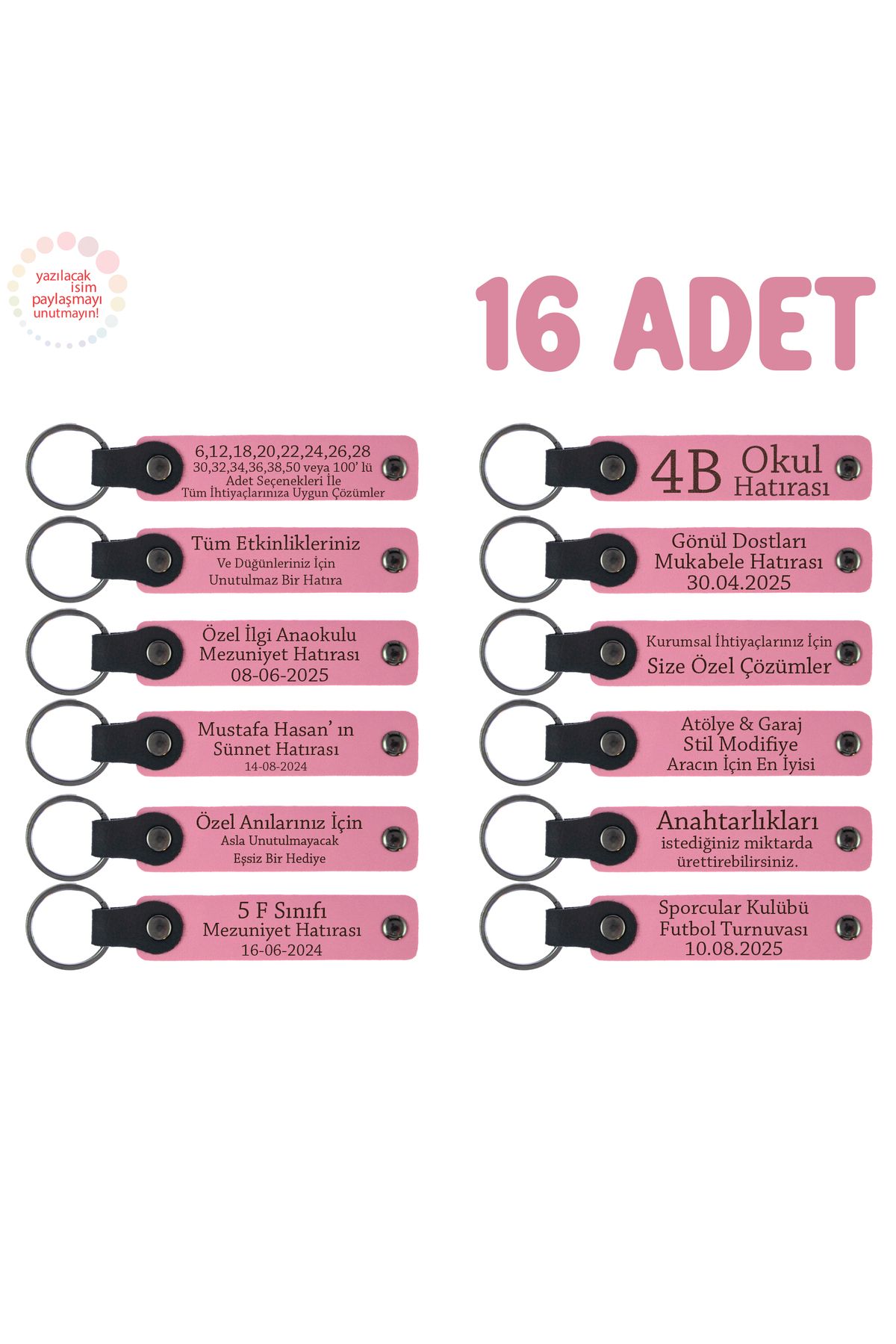 Miaju Pembe, Sınıf Öğretmeninden Minik Öğrencilerine Özel Mesajlı Karne Hediyesi Anahtarlık 16’lı Set