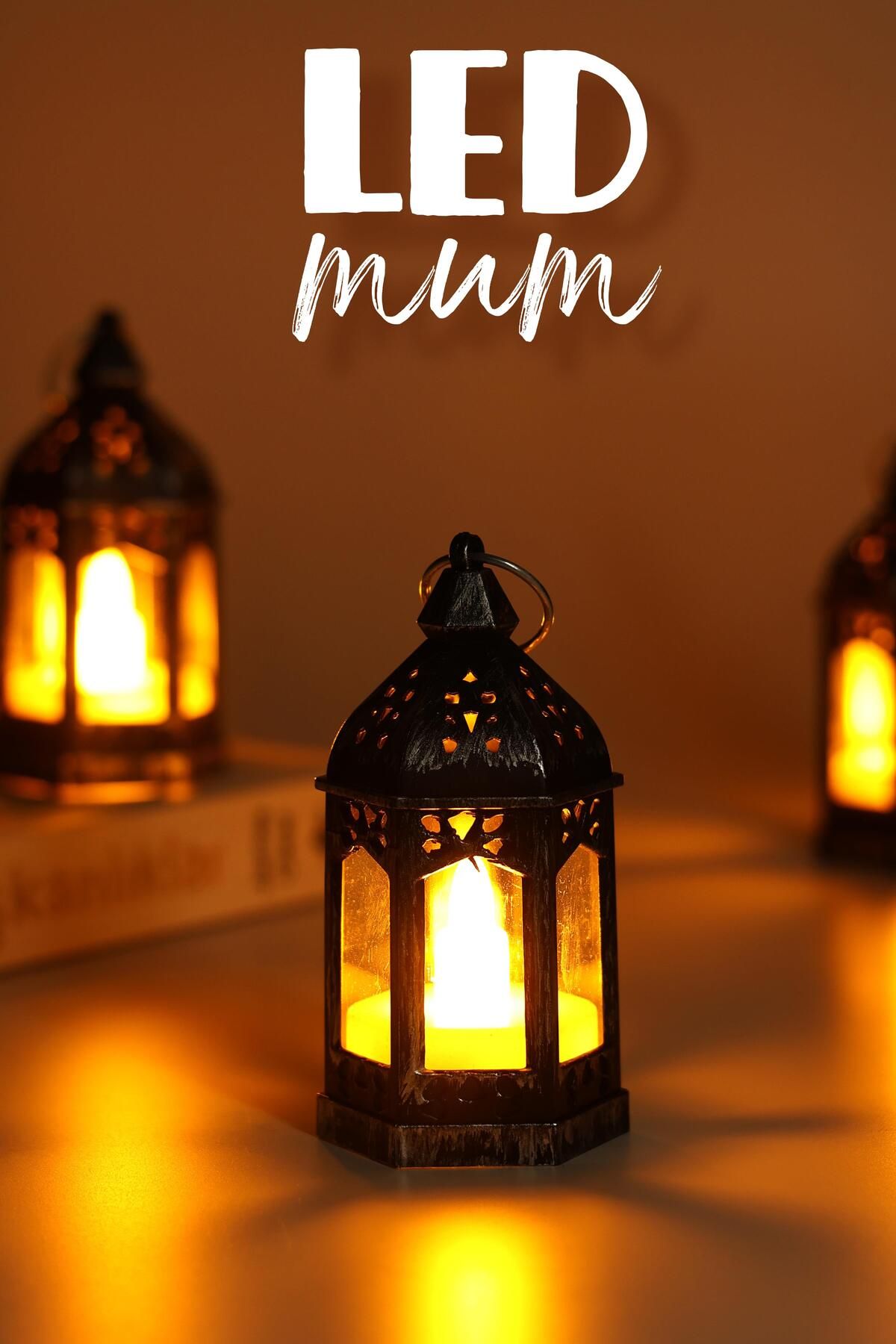 Telvesse 3 Adet Led Mum Retro Sokak Lambası Dumansız Pilli Alevli Dekoratif Yapay Mum Işıldak Gümüş 1036-5