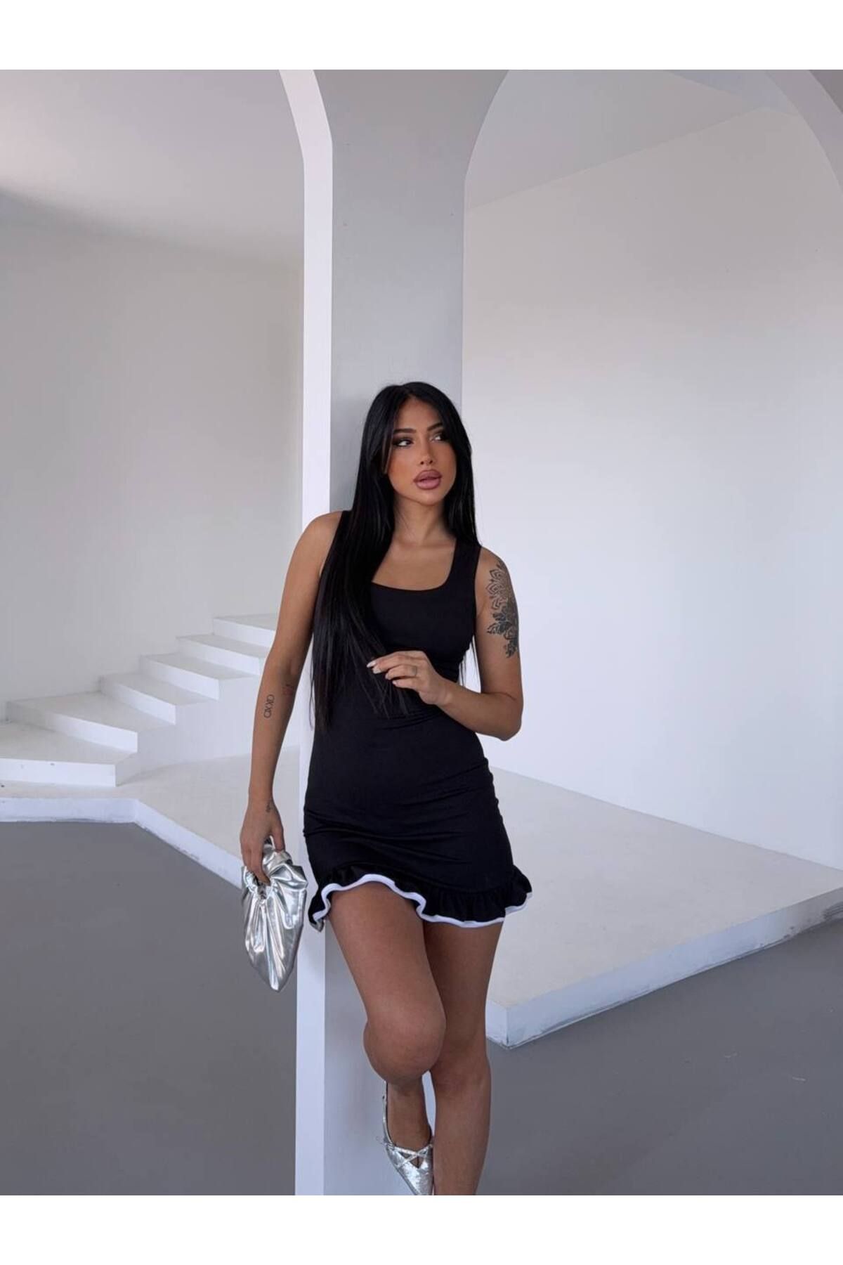 RAWEA FASHİON KADIN FIRFIR DETAYLI ELBİSE