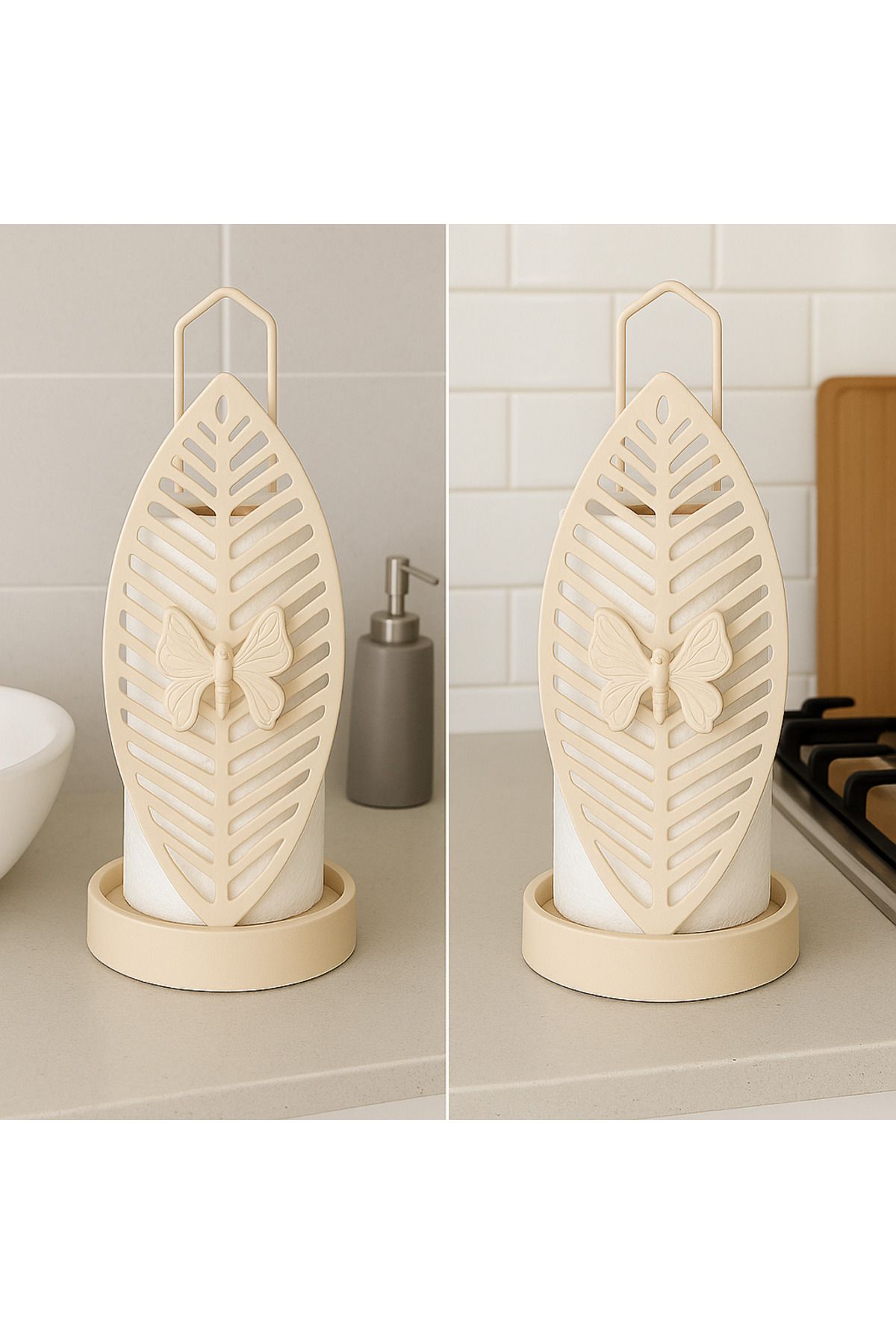BOWEHOME BANYO VE MUTFAK İÇİN KAĞIT HAVLULUK KELEBEK DETAYLI