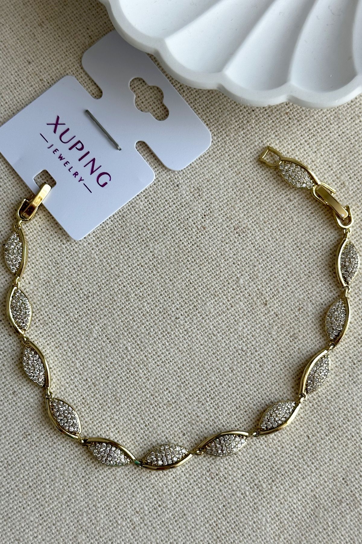 Modacaprea Xuping 14K Taşlı Kedi Gözü Kadın Bileklik – 17+2 cm | Altın Renk Kararmaz Xuping Takı
