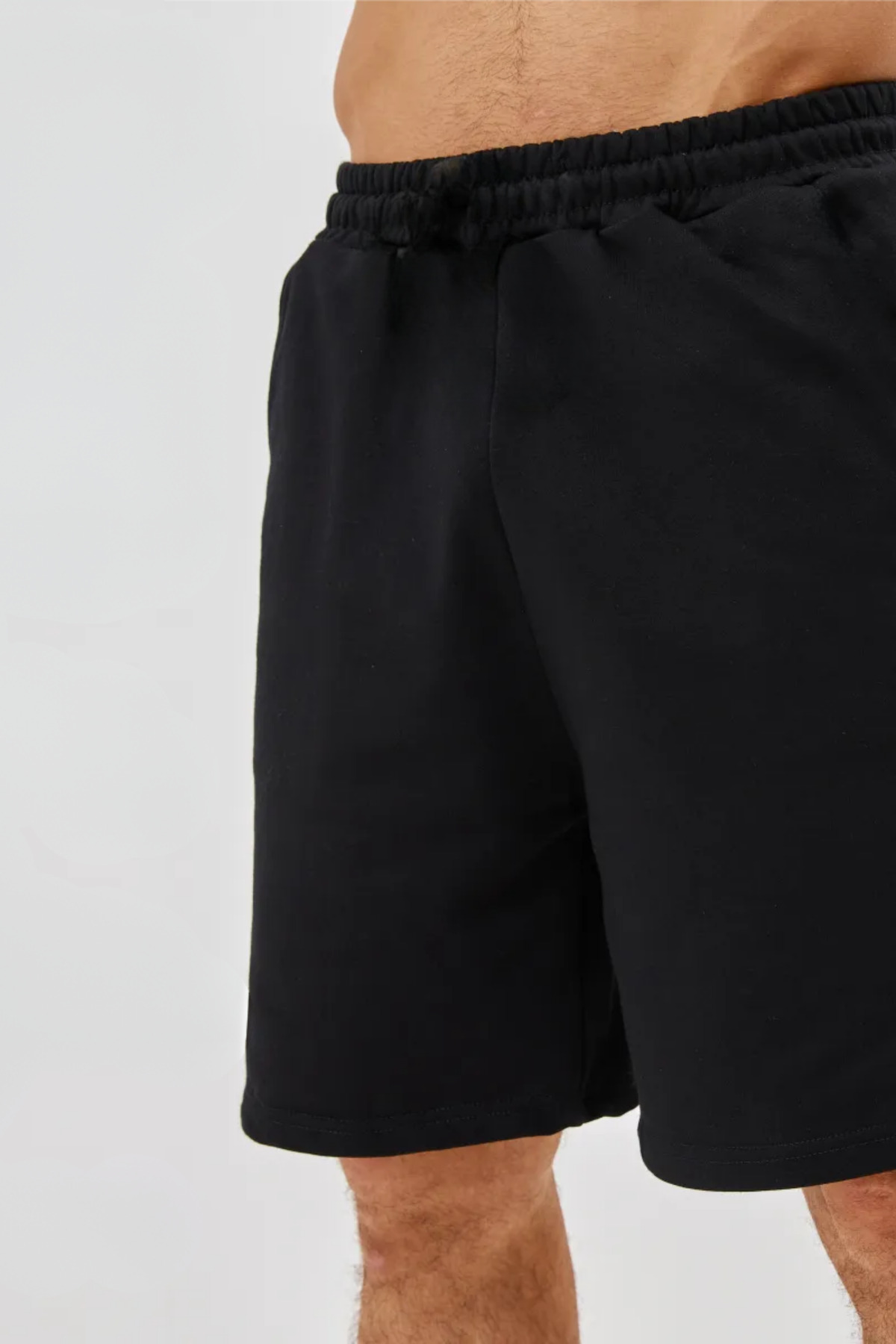 vladivosto  Yazlık Düz Renk Ekstra Bol Siyah Gri Battal Kalıp Büyük BedenOversize Baggy Diz Altı Bermuda Şort - Görsel 2