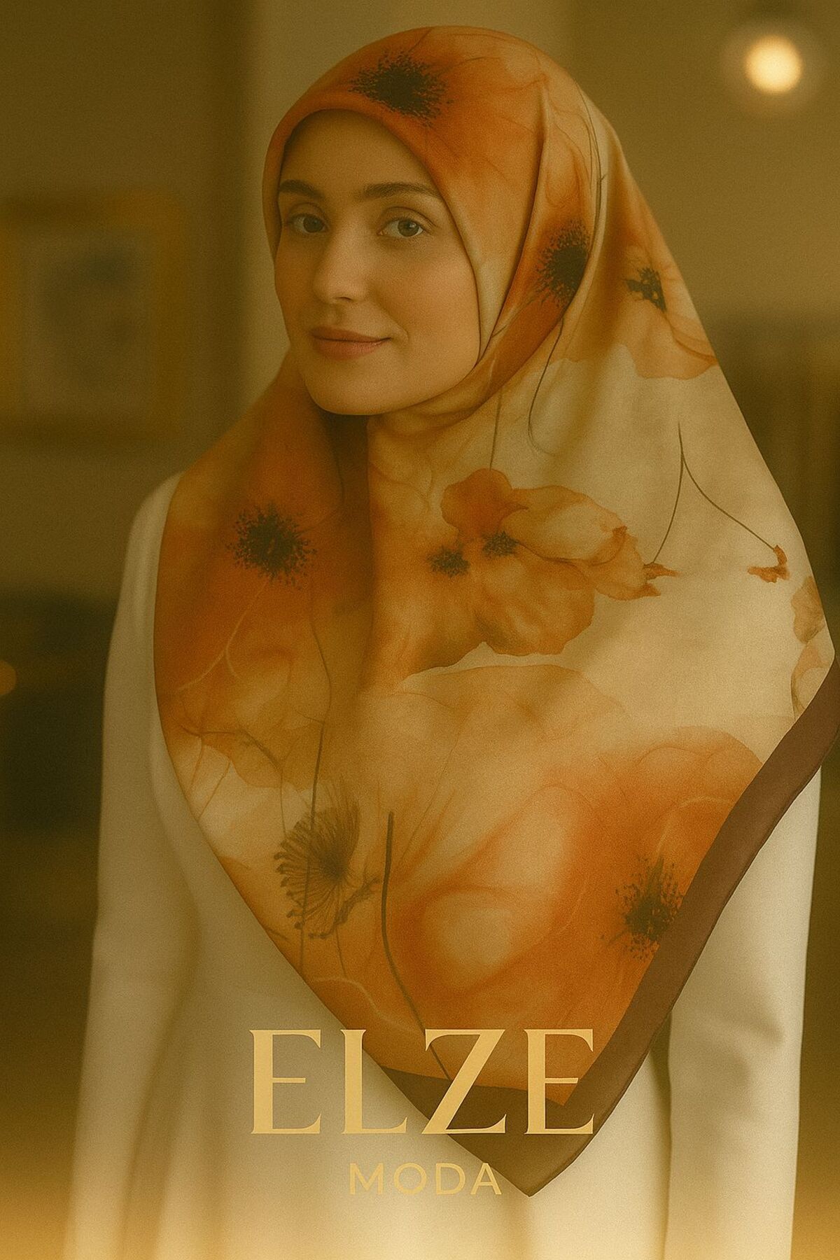 ELZE MODA GELİNCİK DESENLİ PAMUK VUAL ŞAL
