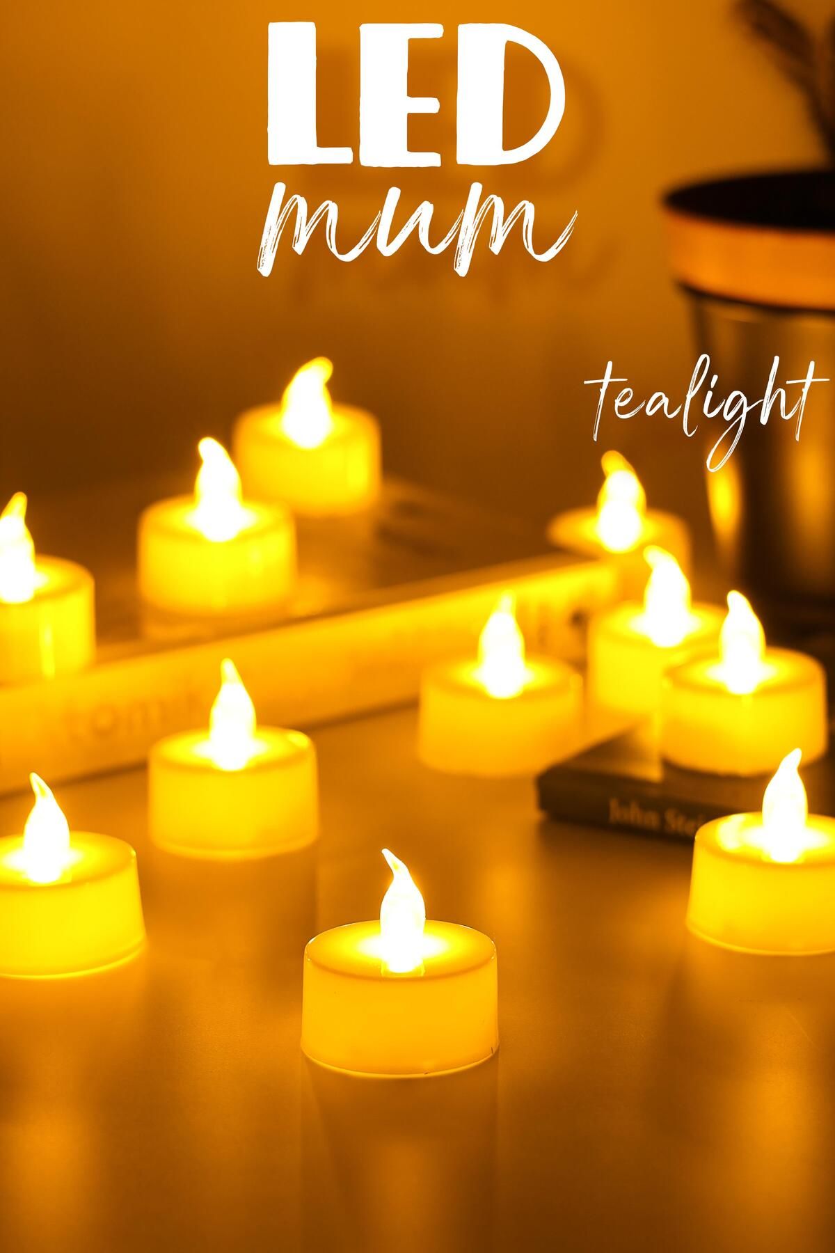 Telvesse 24 Adet Led Mum Tealight Mini Dumansız Pilli Alevli Dekoratif Yapay Mum Işıldak Beyaz 1036-2
