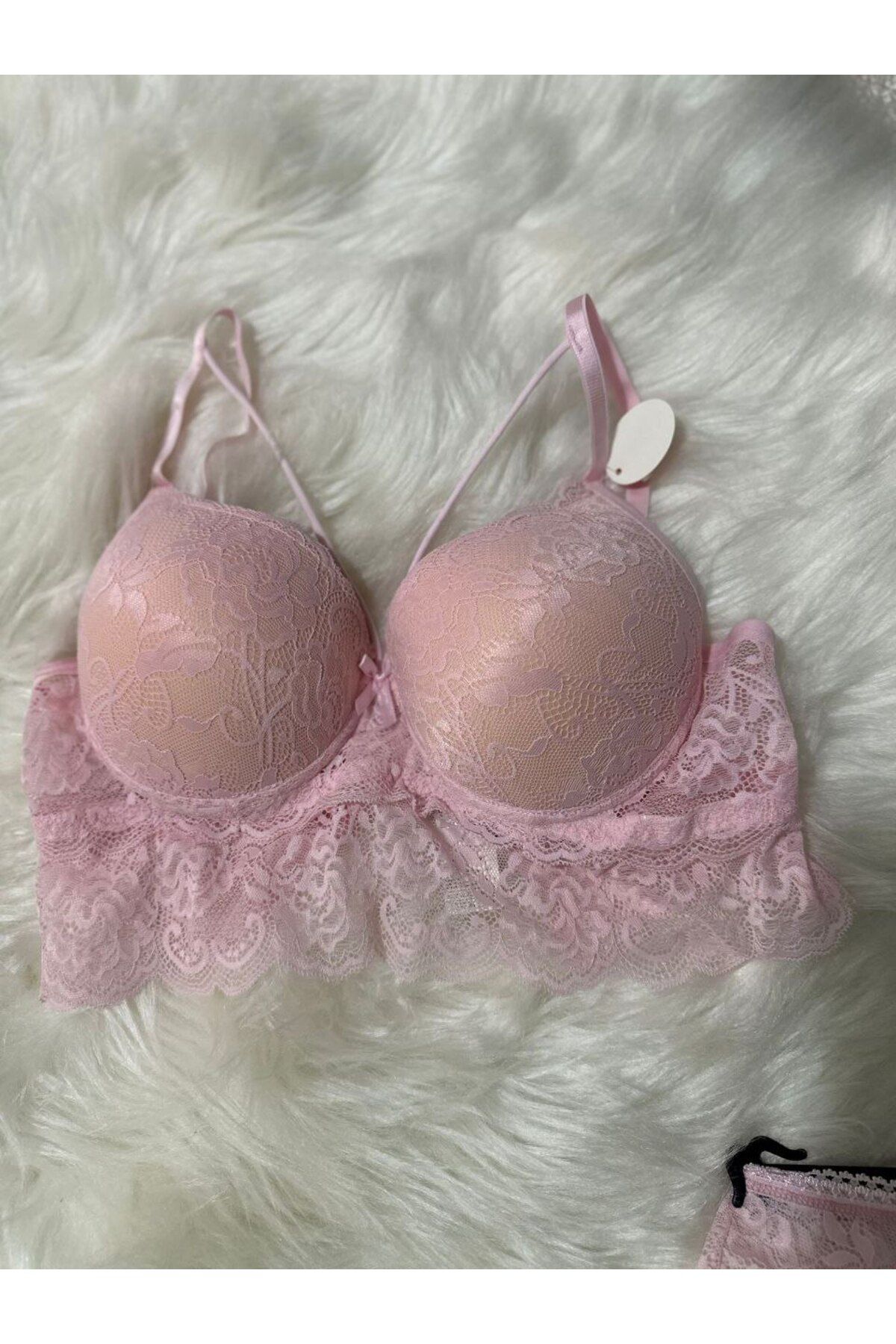 Elmas butik butik elmas kadın dantel tül ve ip detaylı dolgulu sutyen takım