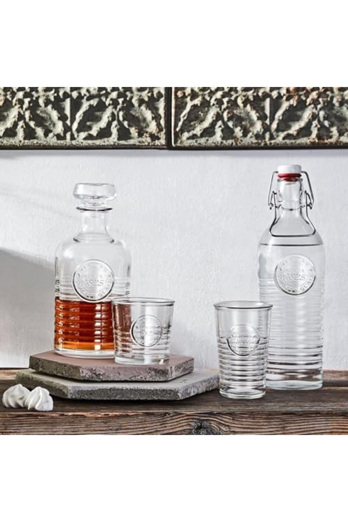 Bormioli Rocco-Officina Water Bottle, Italian Glass Pitcher, Airtight Seal, Metal Clamp, Easy To Carry Handle, 1.2L 6