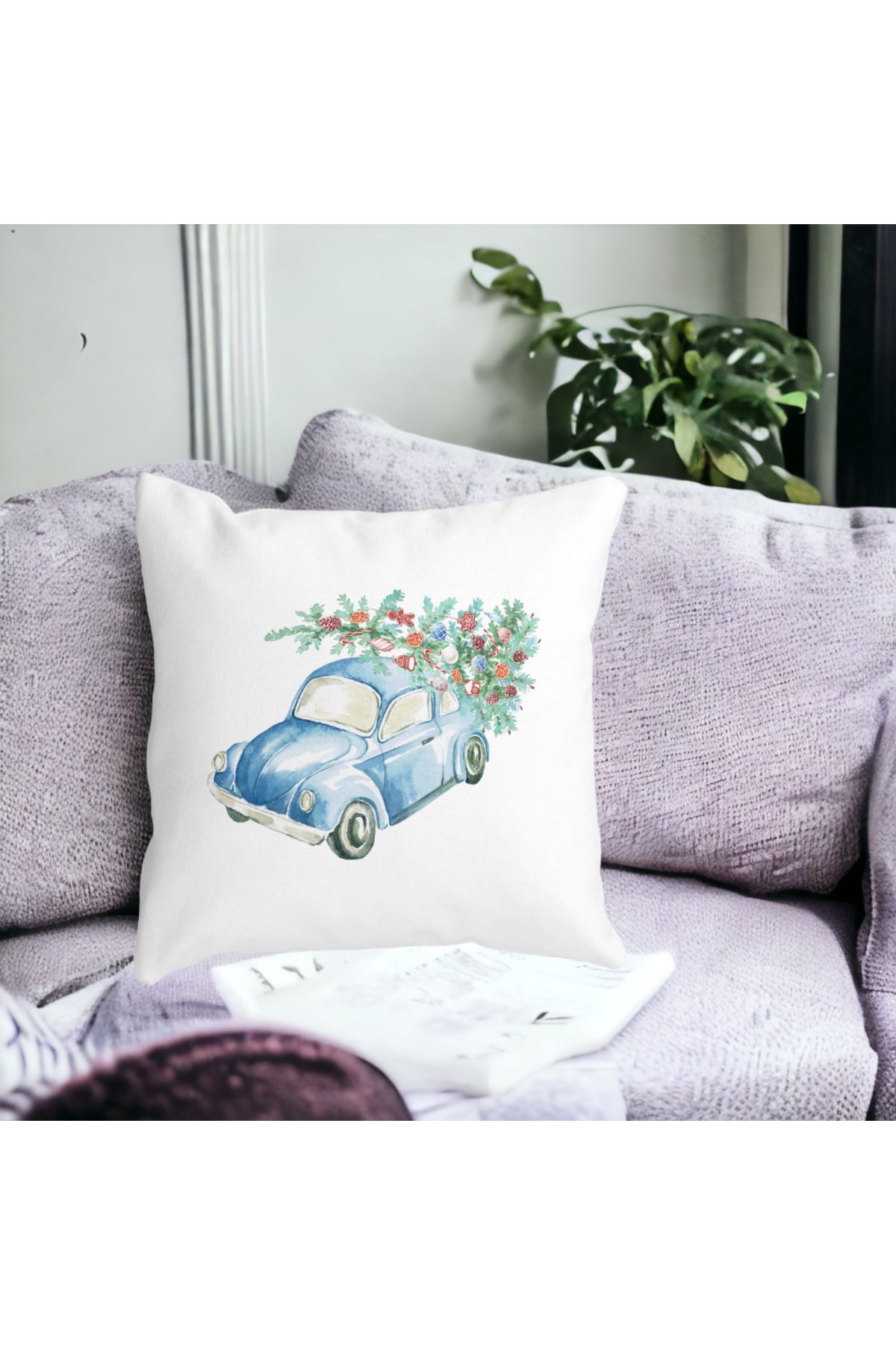 BEKZ-Christmas Themed Decorative Pillow, 21, 40x40 cm, White, Matte, Removable Cover, Bellows 4