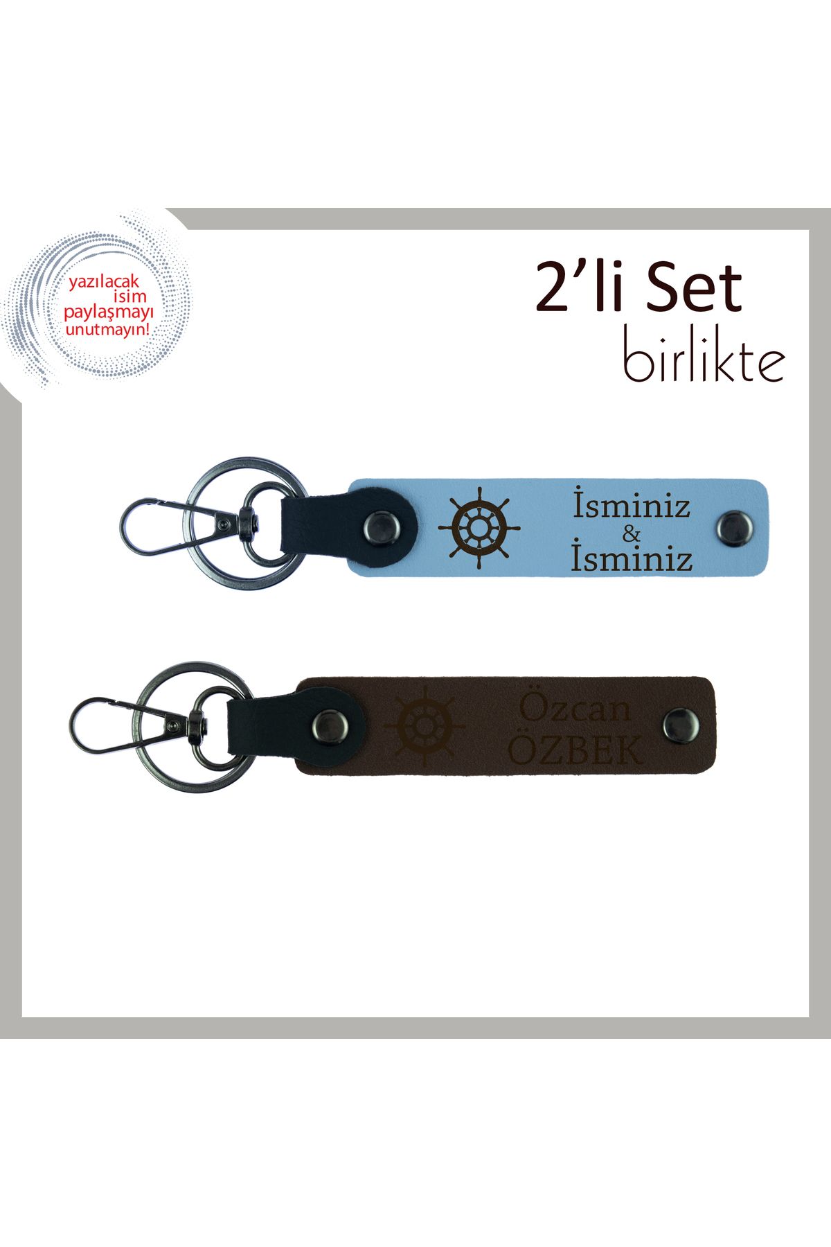 Miaju Tarz Sahibi Sevenlere Şık Alternatif, Gemi Motifli Anahtarlık Takımı, Gök Mavi-Koyu Kahve