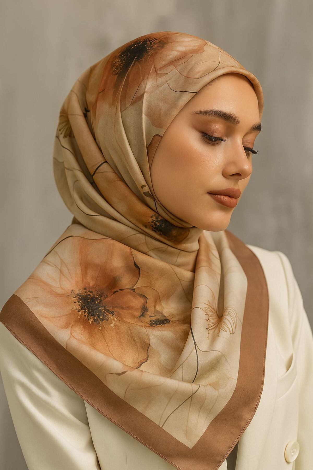 ELZE MODA GELİNCİK DESENLİ PAMUK VUAL ŞAL