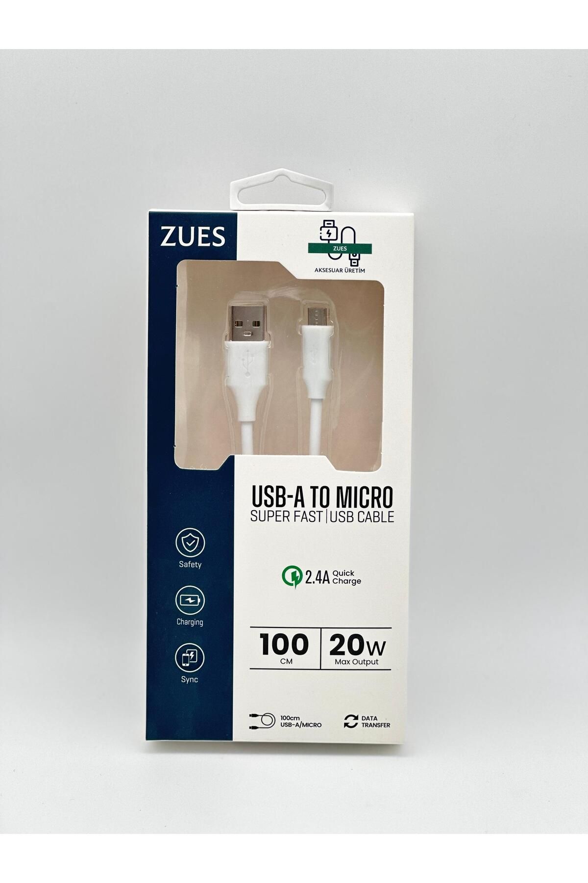 ZUES TEKNİK ÜRETİM ZUES USB-A TO MICRO SARJ KABLOSU 100 CM 2.4A