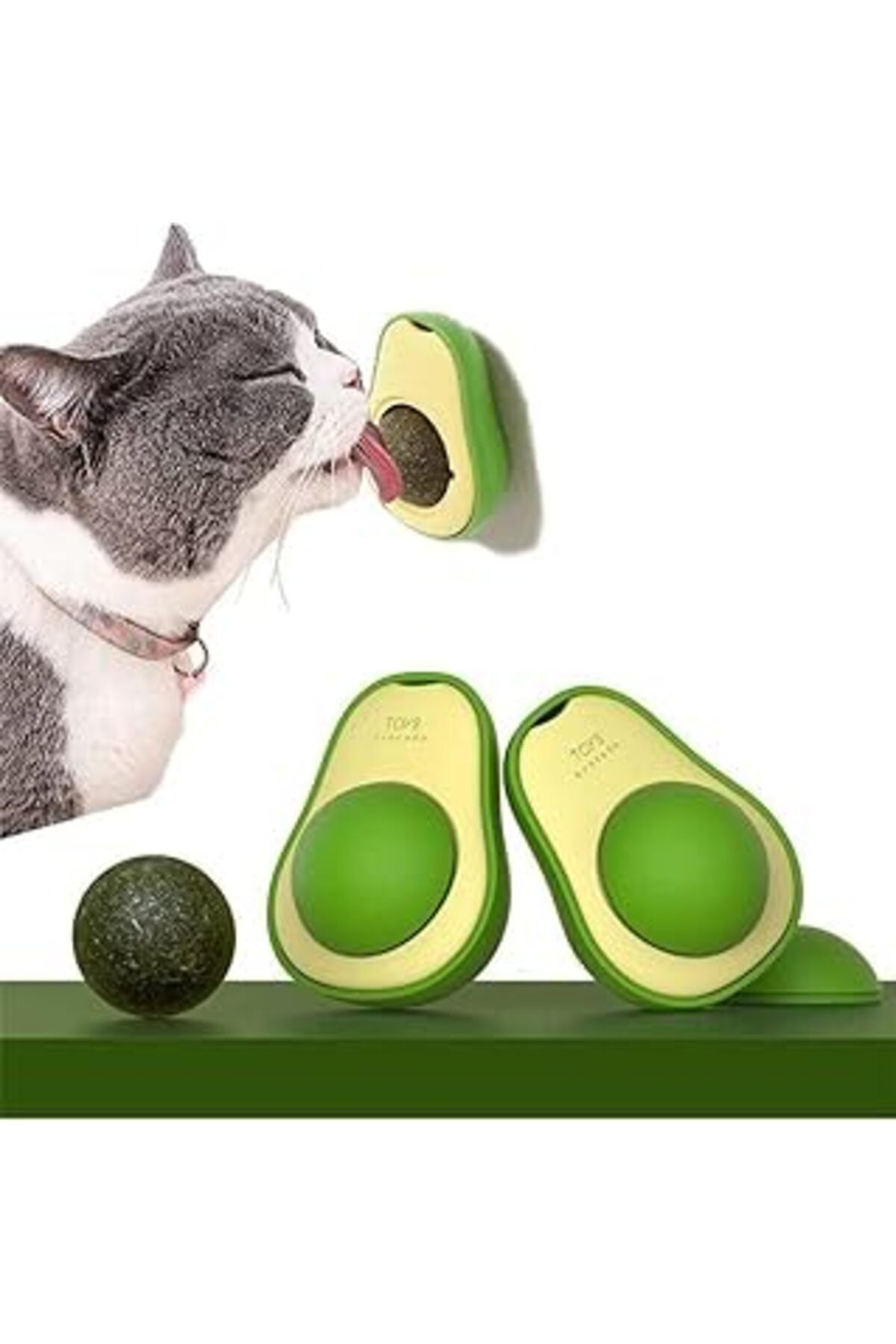 Karachil Avokado Şeklinde Yeşil Kedi Çimi Topu Oyuncağı Nanesi Otu Topu Oyuncağı Yapışkanlı Catnip Cat Mint