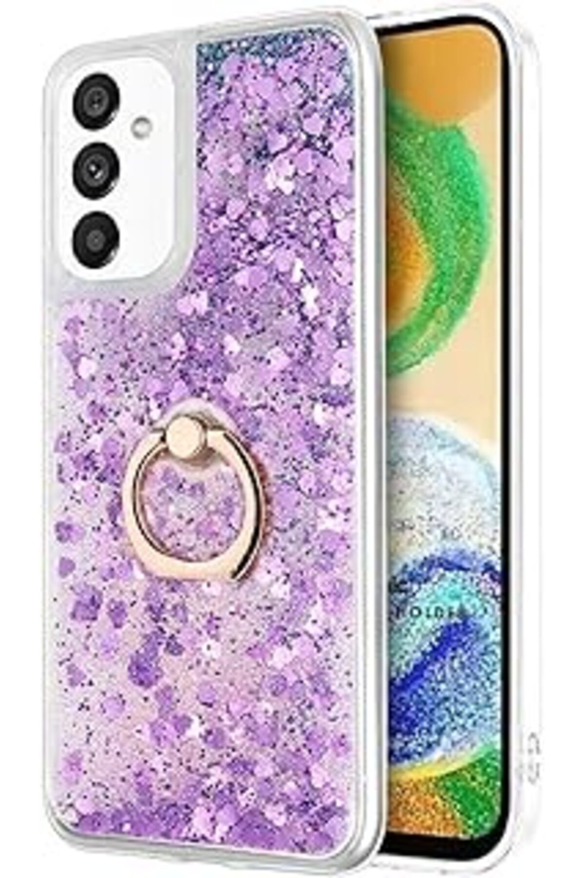 Karachil Microsonic Samsung Galaxy A04S Için Kılıf Glitter Liquid Holder Mor [Galaxy A04S Ile Uyumlu Kılıf -