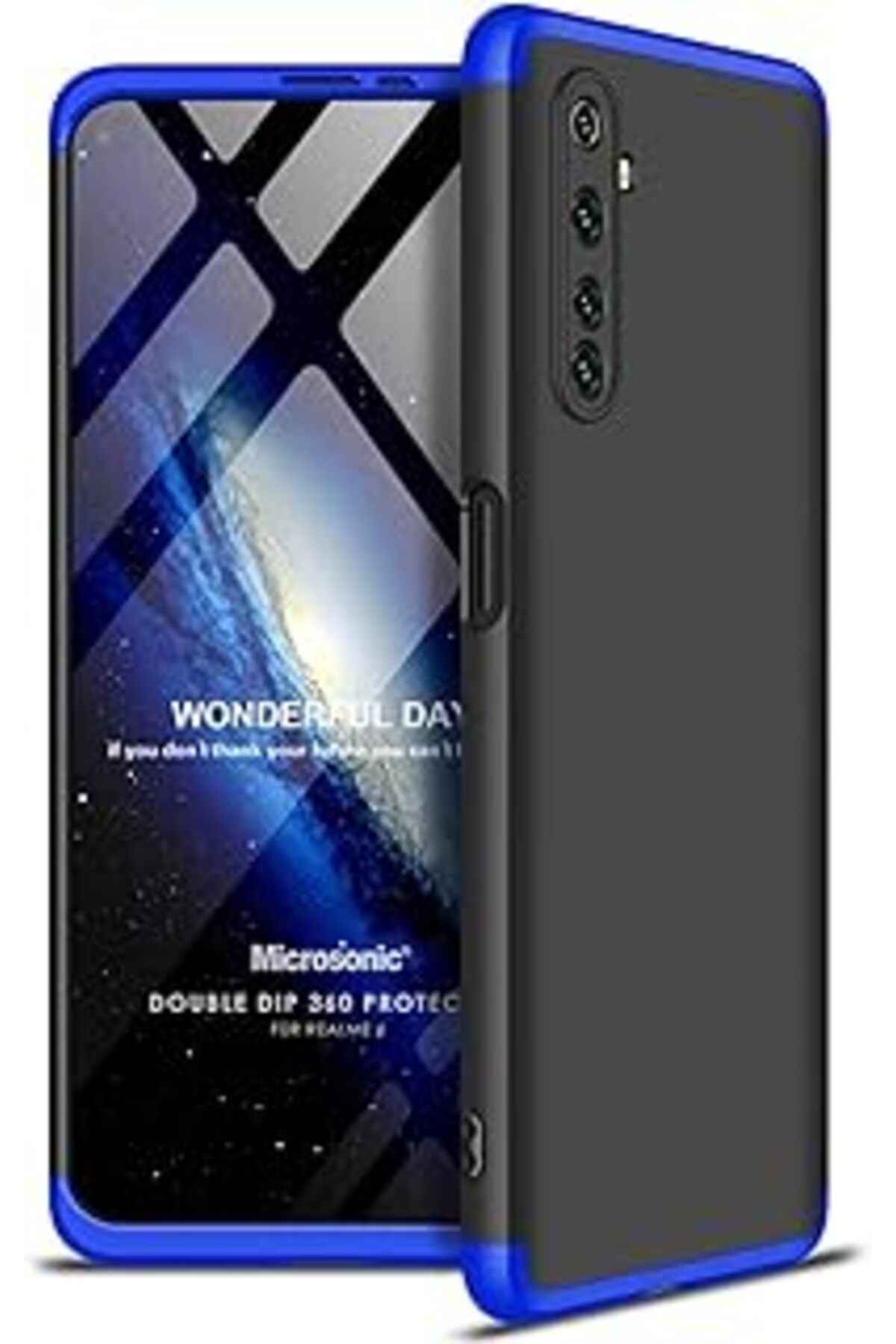 Karachil Microsonic Realme 6 Için Kılıf Double Dip 360 Protective Siyah Mavi [Realme 6 Ile Uyumlu Kılıf - Si