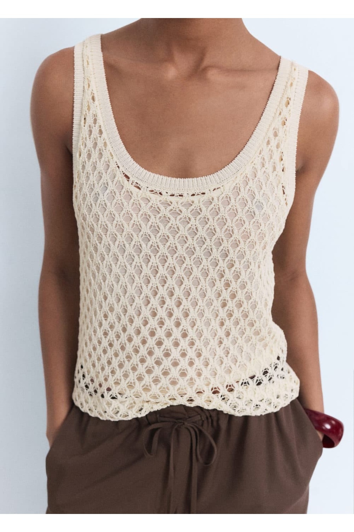 Askılı kroşe bluz