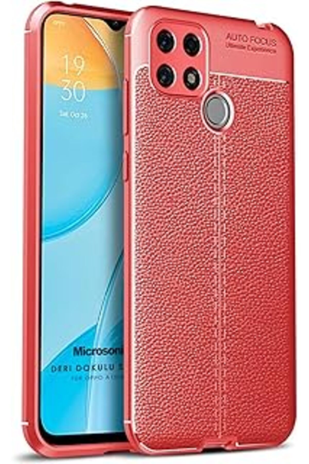 Karachil Microsonic Oppo A15 Için Kılıf Deri Dokulu Silikon Kırmızı [A15 Ile Uyumlu Kılıf - Kırmızı]