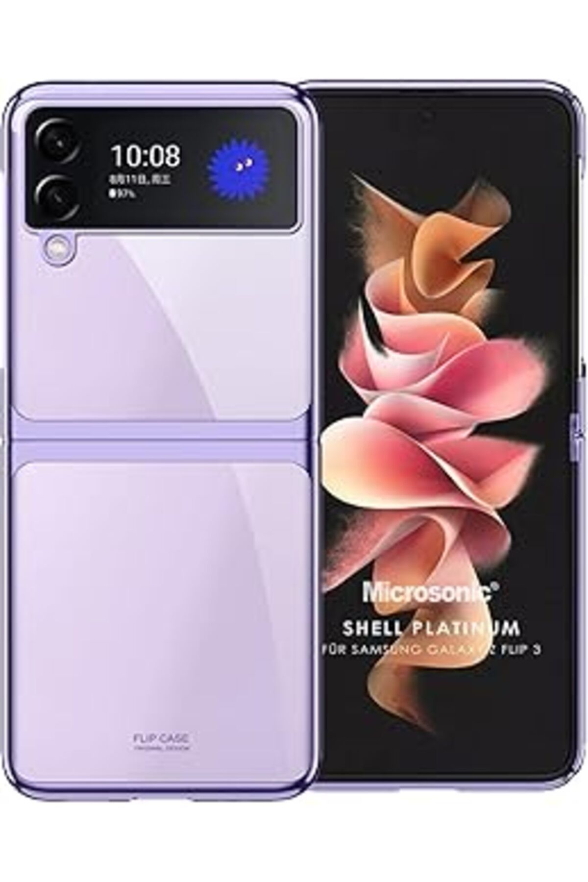 Karachil Microsonic Samsung Galaxy Z Flip 3 Için Kılıf Shell Platinum Mor [Galaxy Z Flip 3 Ile Uyumlu Kılıf