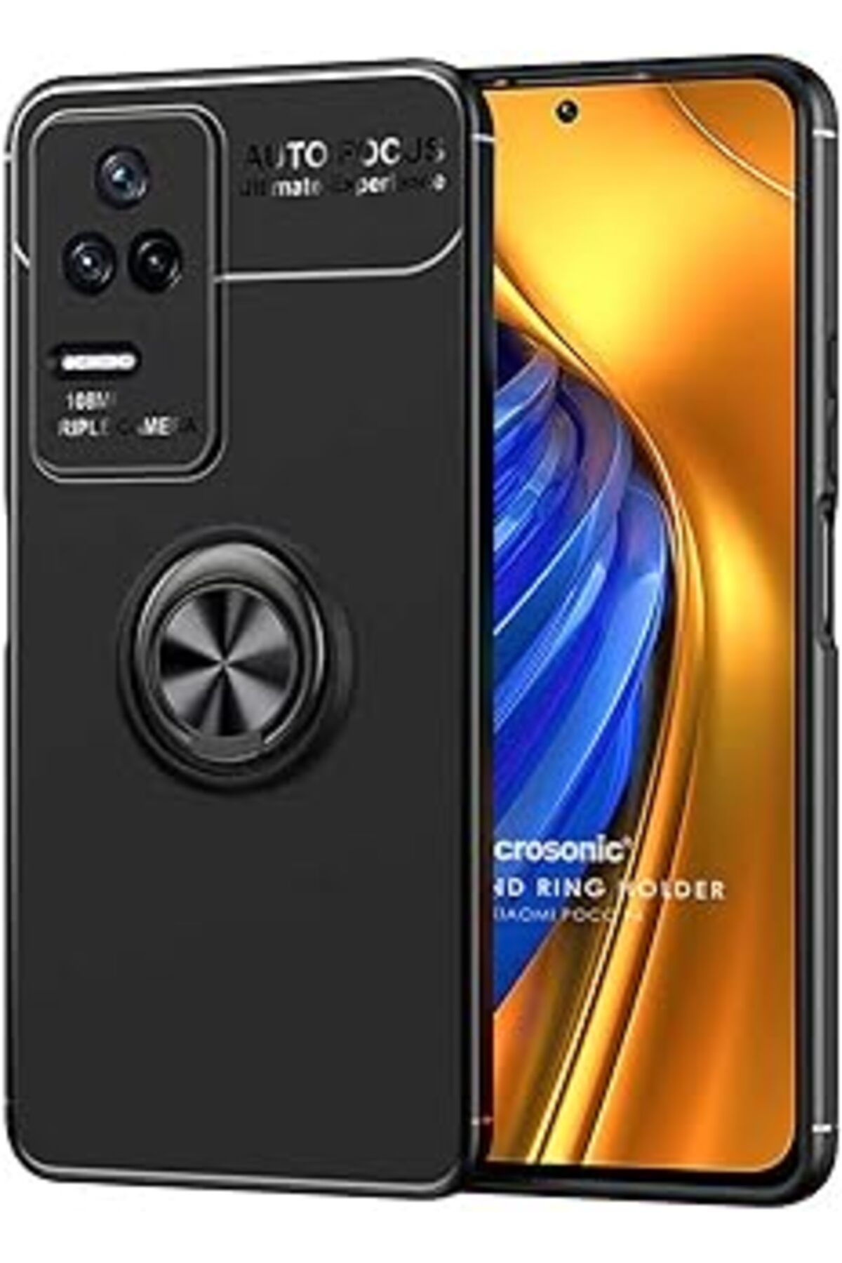 Karachil Microsonic Xiaomi Poco F4 Için Kılıf Kickstand Ring Holder Siyah [Poco F4 Ile Uyumlu Kılıf - Siyah]