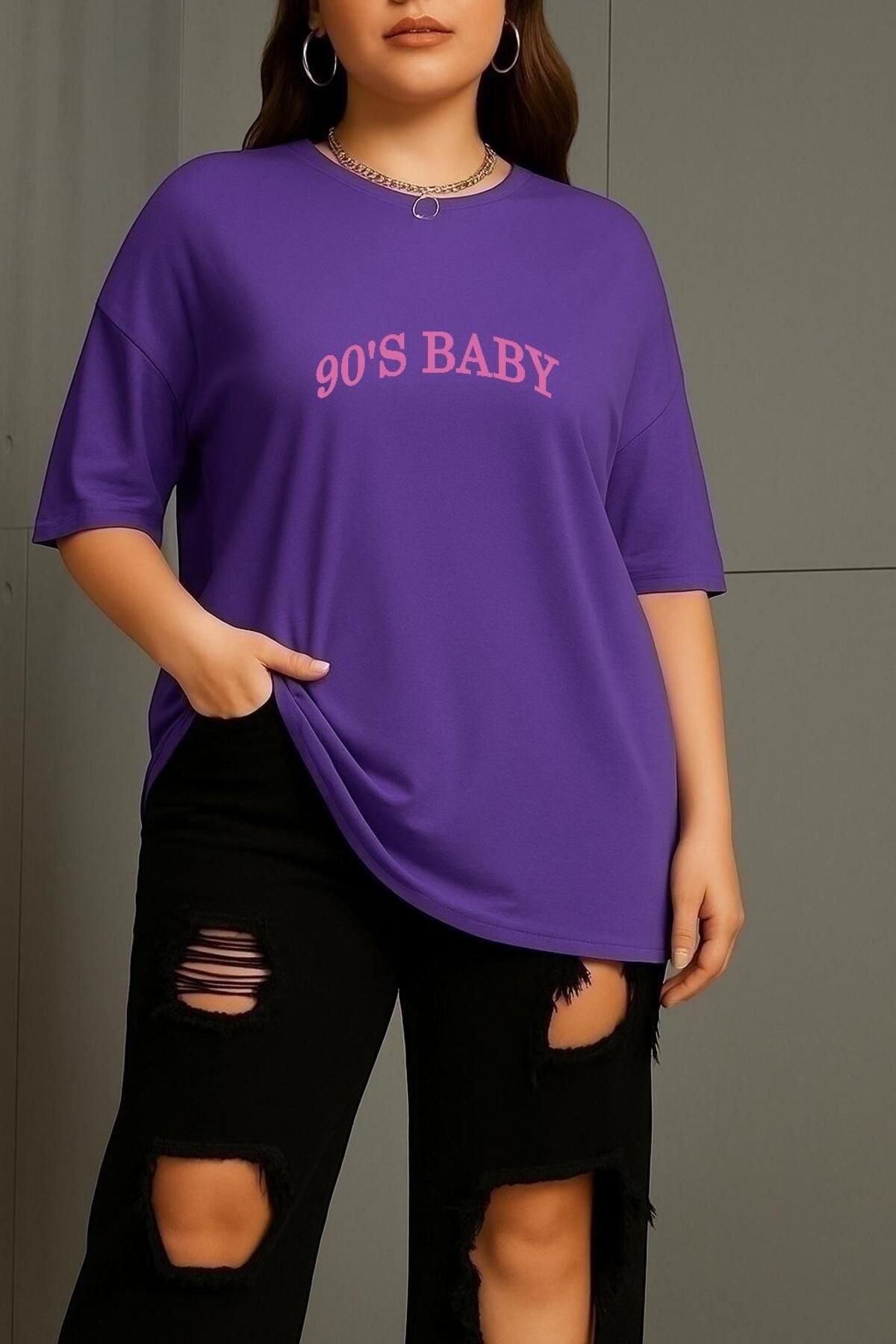 BENROMA BÜYÜK BEDEN 90'S BABY BASKILI UNİSEX TİŞÖRT