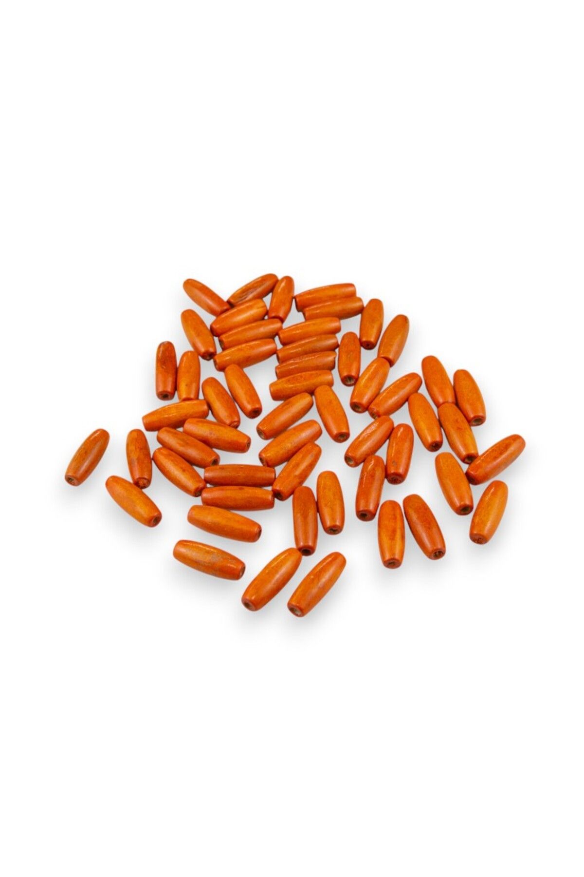 Serhat Aksesuar ve El İşçilik 12 Mm Arpa Koyu Turuncu (22X6 MM) Ahşap Boncuk 35 gr (100 ADET)