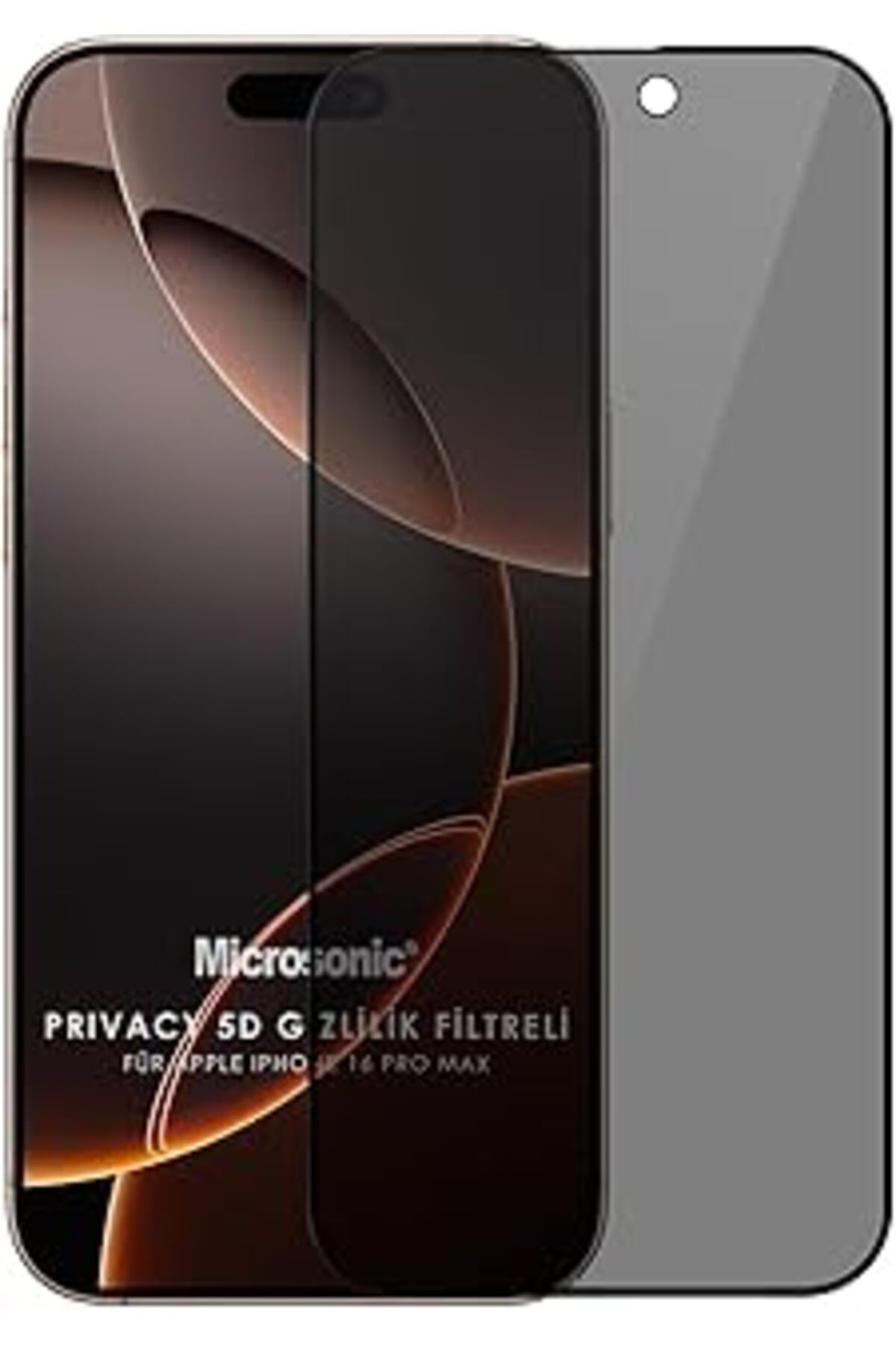 Karachil Microsonic  Iphone 16 Pro Privacy Uyumlu 5D Gizlilik Filtreli Cam Ekran Koruyucu Siyah