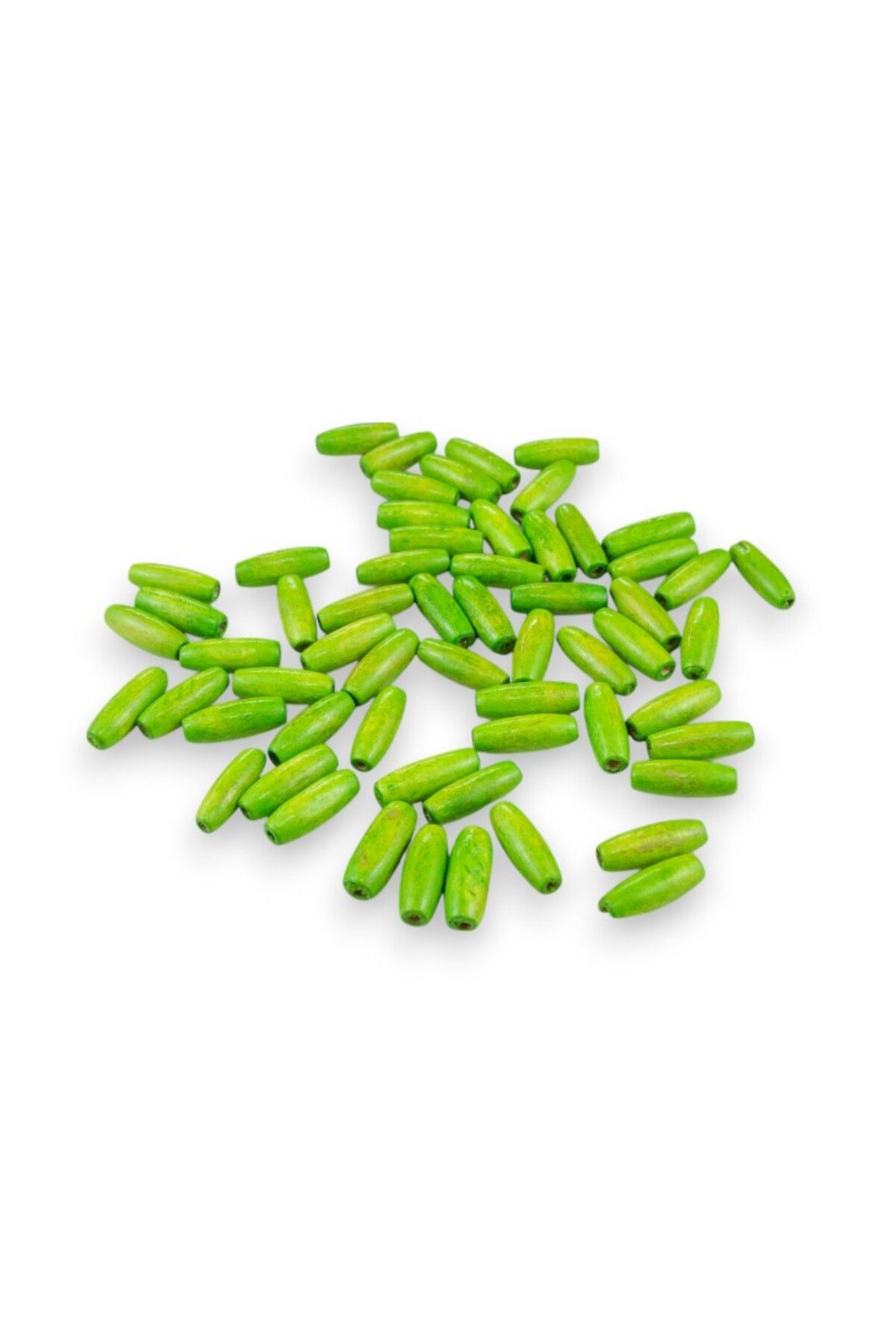 Serhat Aksesuar ve El İşçilik 12 Mm Arpa Fıstık Yeşili (22X6 MM) Ahşap Boncuk 35 gr (100 ADET)