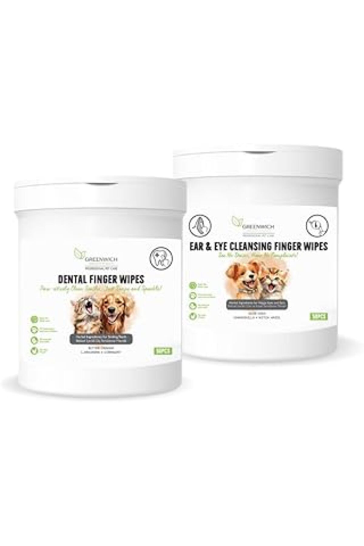 Karachil Greenwich Bitkisel İçerikli Kedi Köpek Göz Kulak Diş Mendili 2 * 50 Adet | Tartar, Ağız Kokusu Gide
