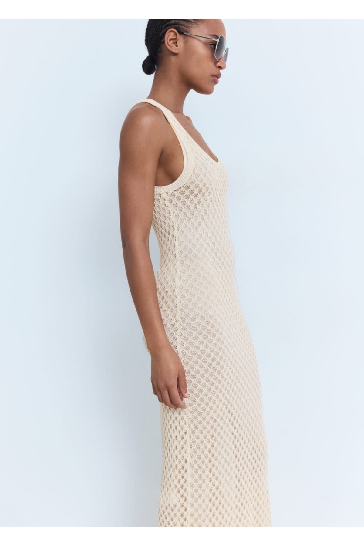 Tığ işlemeli uzun elbise