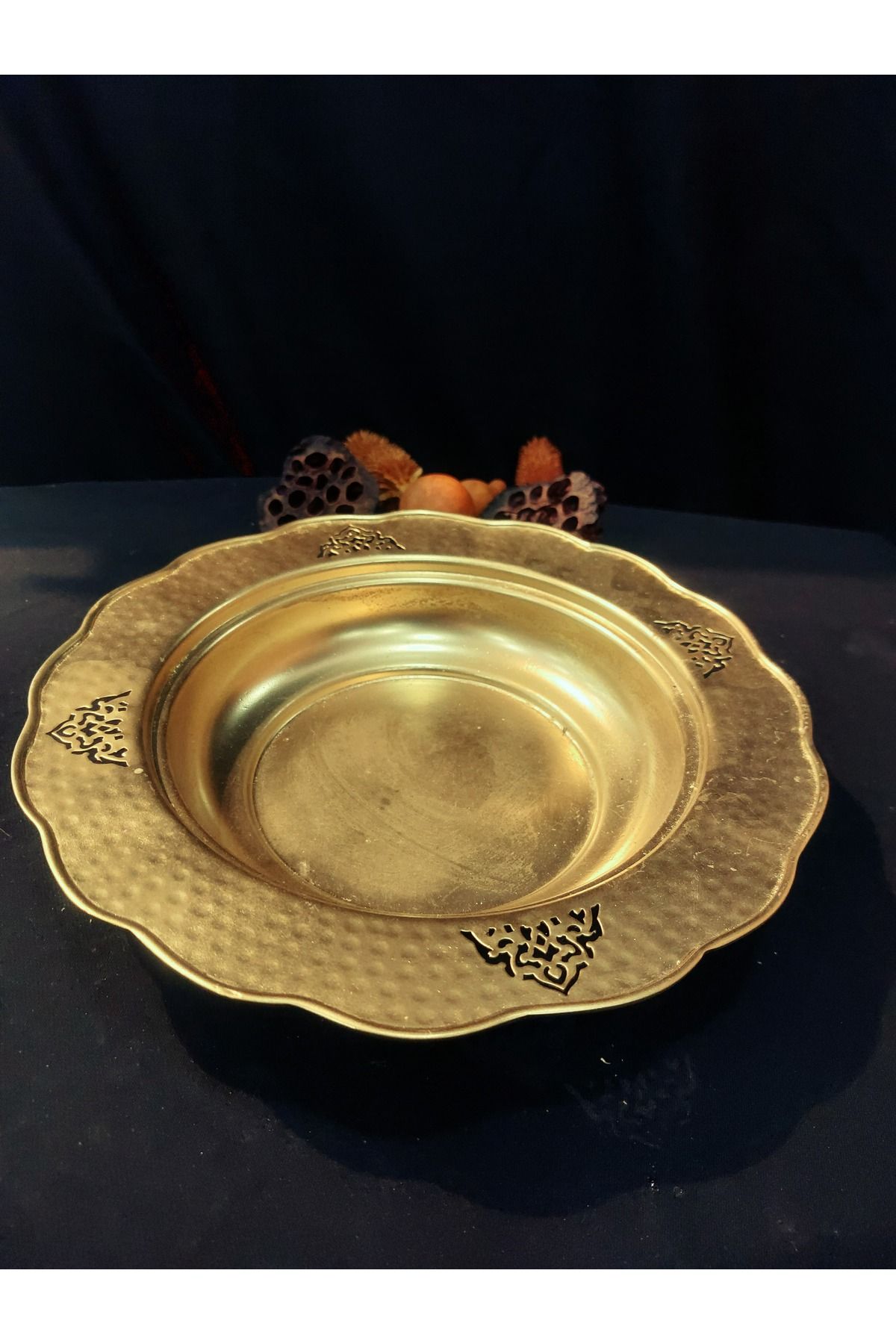 Dedemin Antikaları Vintage Gold Sunum Tabağı