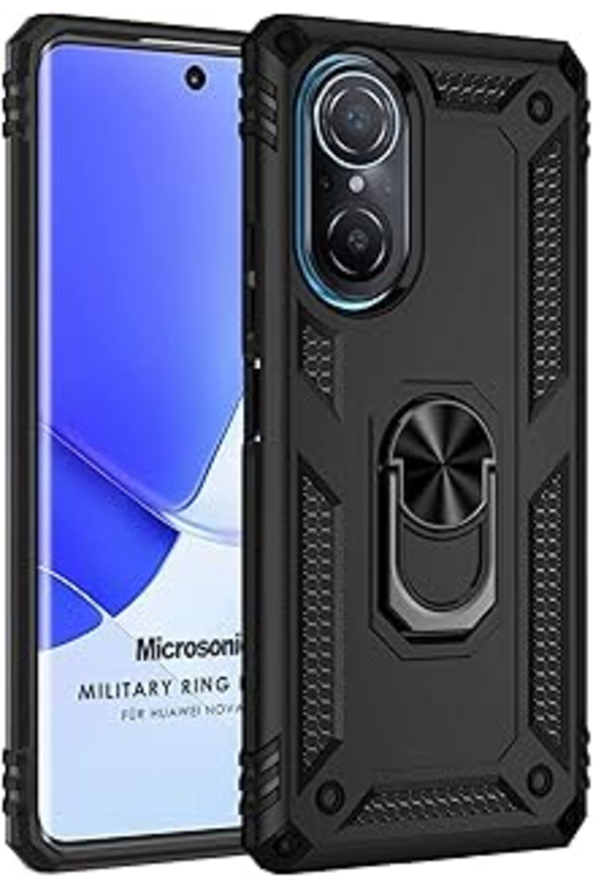 Karachil Microsonic Huawei Nova 9 Se Için Kılıf Military Ring Holder Siyah [Nova 9 Se Ile Uyumlu Kılıf - Siy