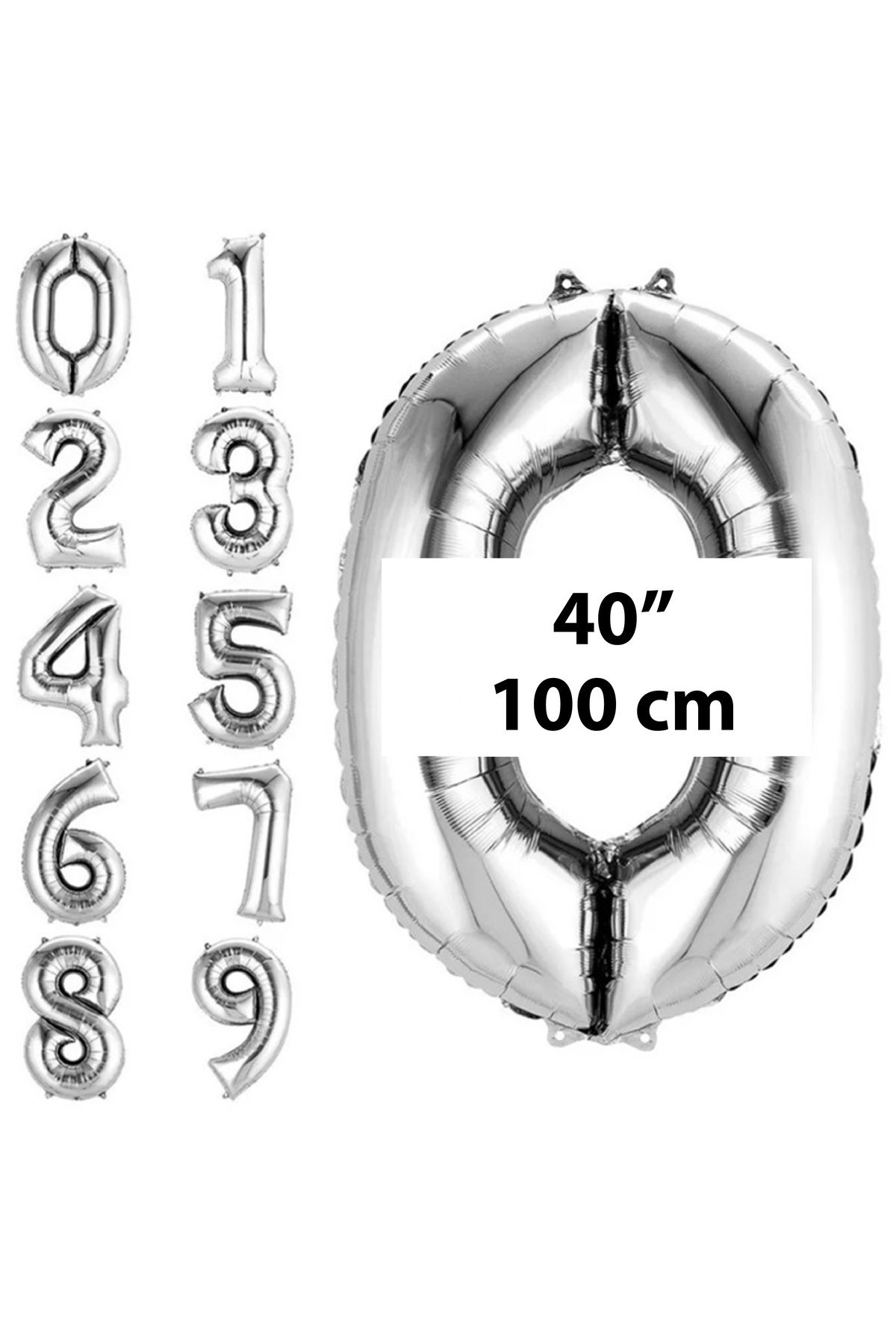 PARTİMİO PARTİ MALZEMELERİ Rakam Folyo Balon Gümüş Renk 40'' (100CM)