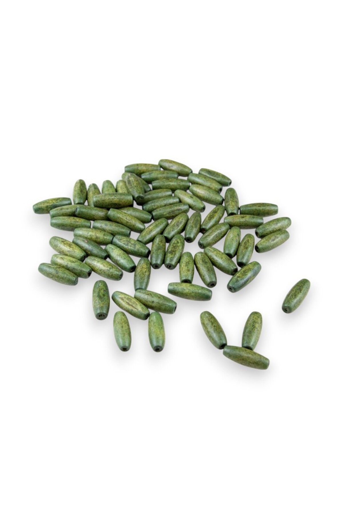 Serhat Aksesuar ve El İşçilik 12 Mm Arpa Koyu Fıstık Yeşil (22X6 MM) Ahşap Boncuk 35 gr (100 ADET)