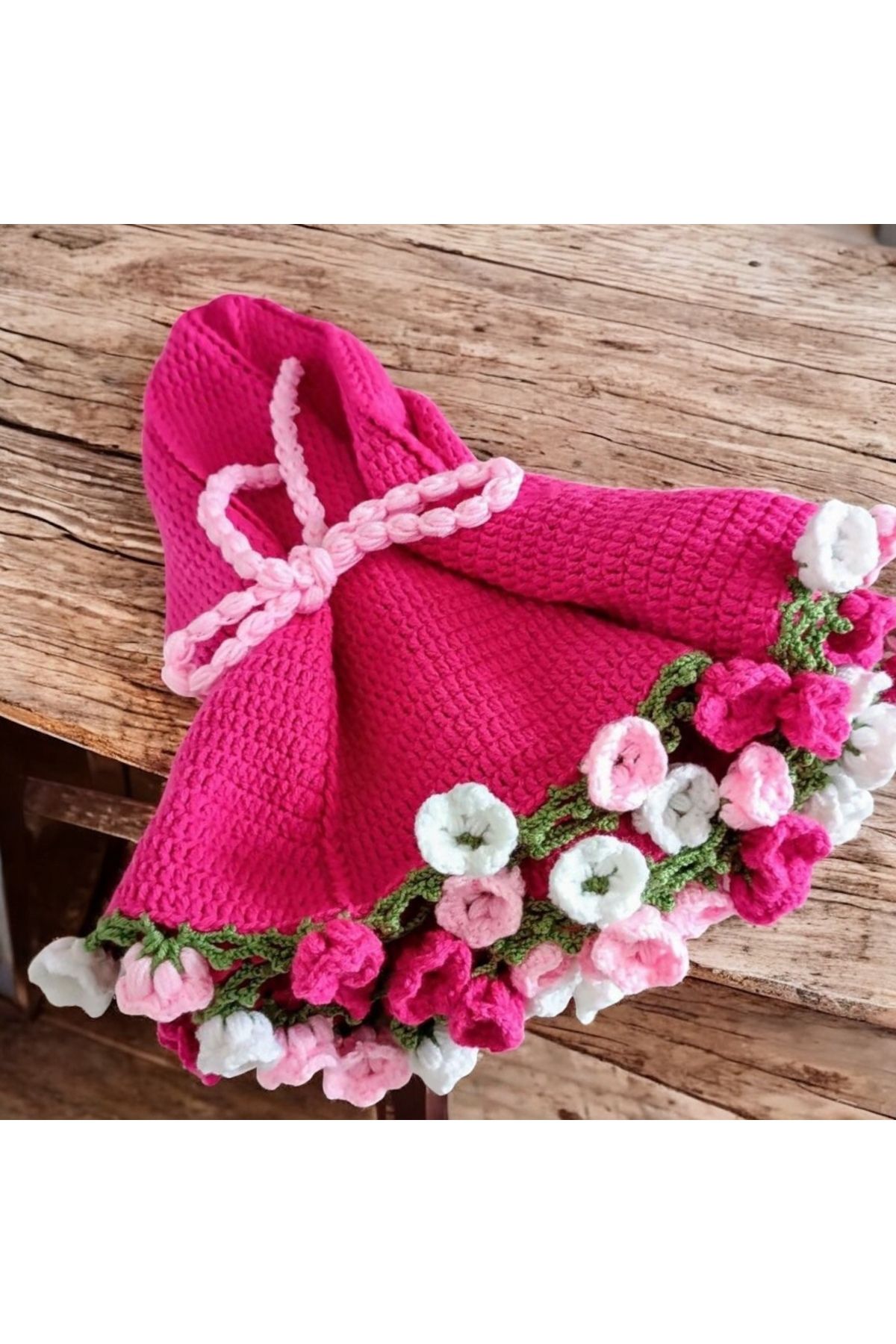 Charme Elegant el örgüsü gül buket şal