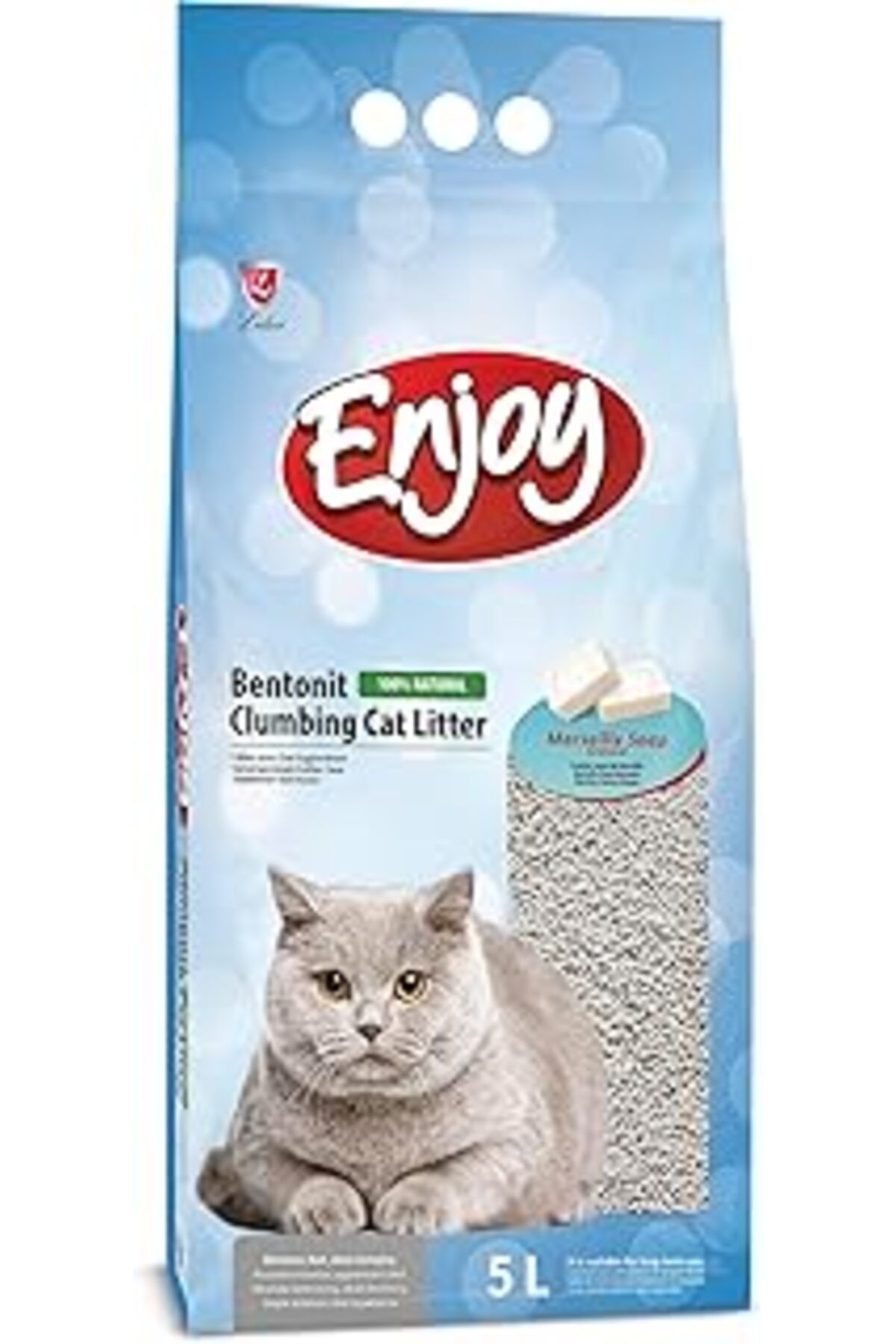 Karachil Enjoy Bentonit İnce Taneli Kedi Kumu 10 Lt (Marsilya Sabunlu)