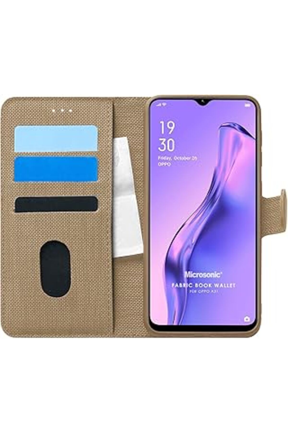 Karachil Microsonic Oppo A31 Için Kılıf Fabric Book Wallet Gold [A31 Ile Uyumlu Kılıf - Gold]