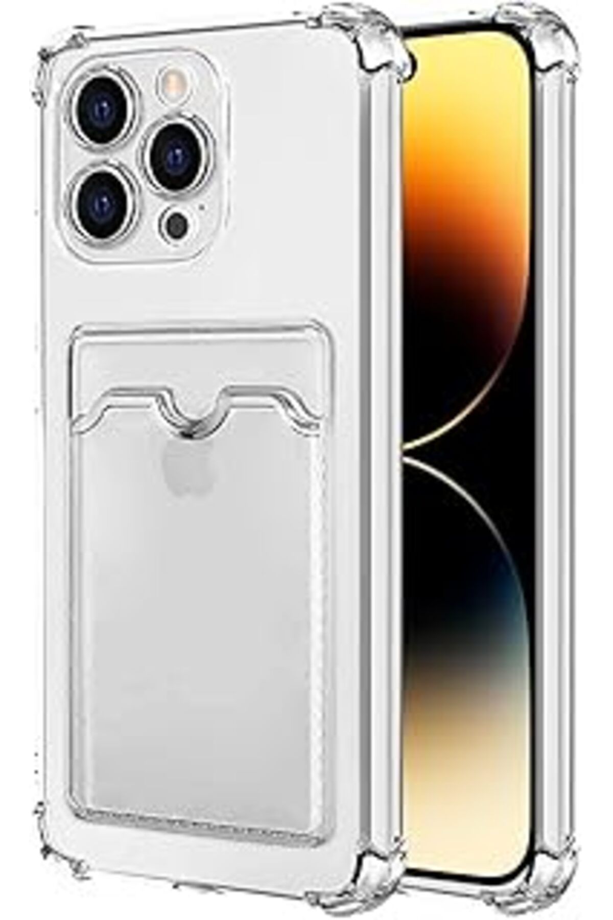 Karachil Microsonic Apple Iphone 14 Pro Max Için Card Slot Shock Kılıf Şeffaf [Iphone 14 Pro Max Ile Uyumlu