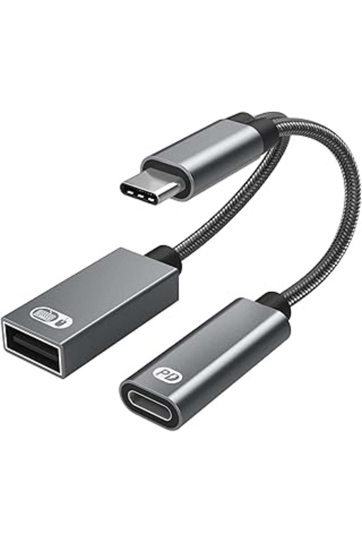 Pazarcan Hobimtek Hp-Z05 Metal Type-C 60 Watt Hızlı Şarj Kablosu Otg Pd Şarj 2 In 1 Klavye Mouse Çoğaltıcı A
