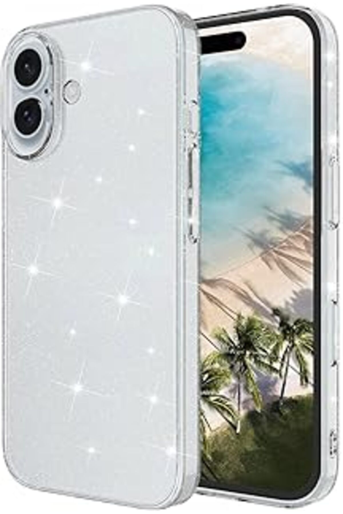 Karachil Zore Apple İle Uyumlu Iphone 16 Kılıf Parlayan Simli Şeffaf Zore Redos Kapak Şeffaf