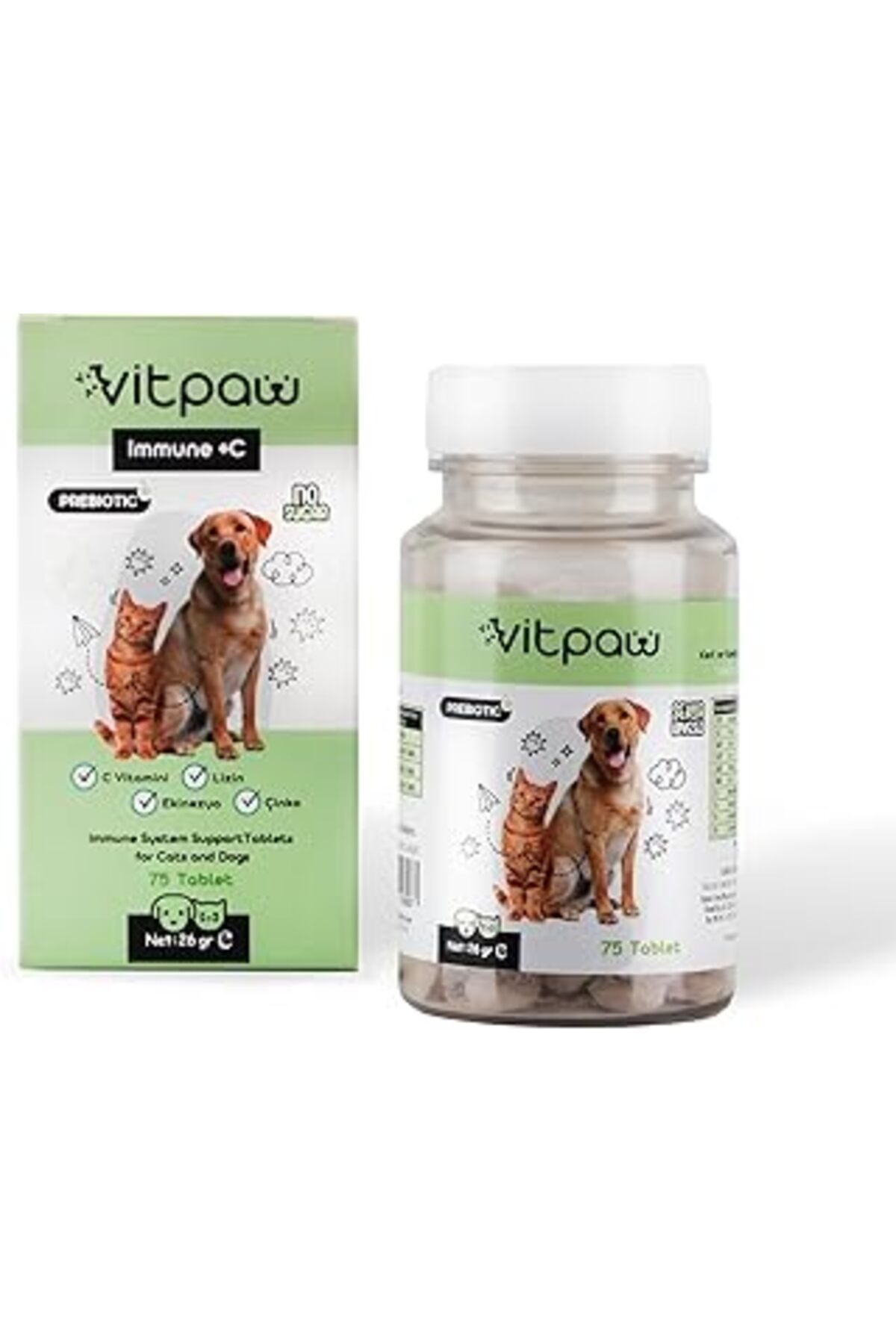 Pazarcan Vitpaw Kedi Ve Köpek İçin Vücut Direnci Destekleyici Tablet, 75 Adet