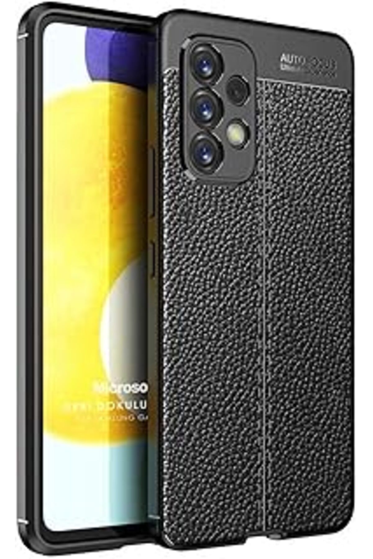 Karachil Microsonic Samsung Galaxy A73 5G Için Kılıf Deri Dokulu Silikon Siyah [Galaxy A73 5G Ile Uyumlu Kıl