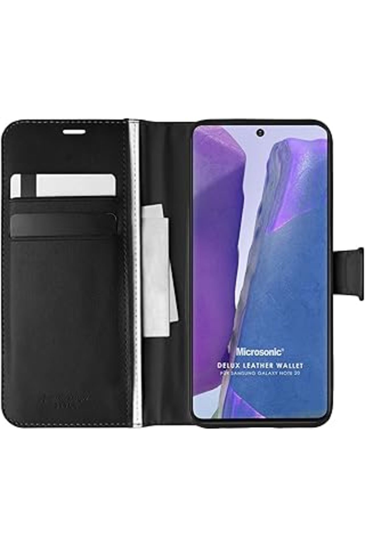 Karachil Microsonic Samsung Galaxy Note 20 Için Kılıf Delux Leather Wallet Siyah [Galaxy Note 20 Ile Uyumlu
