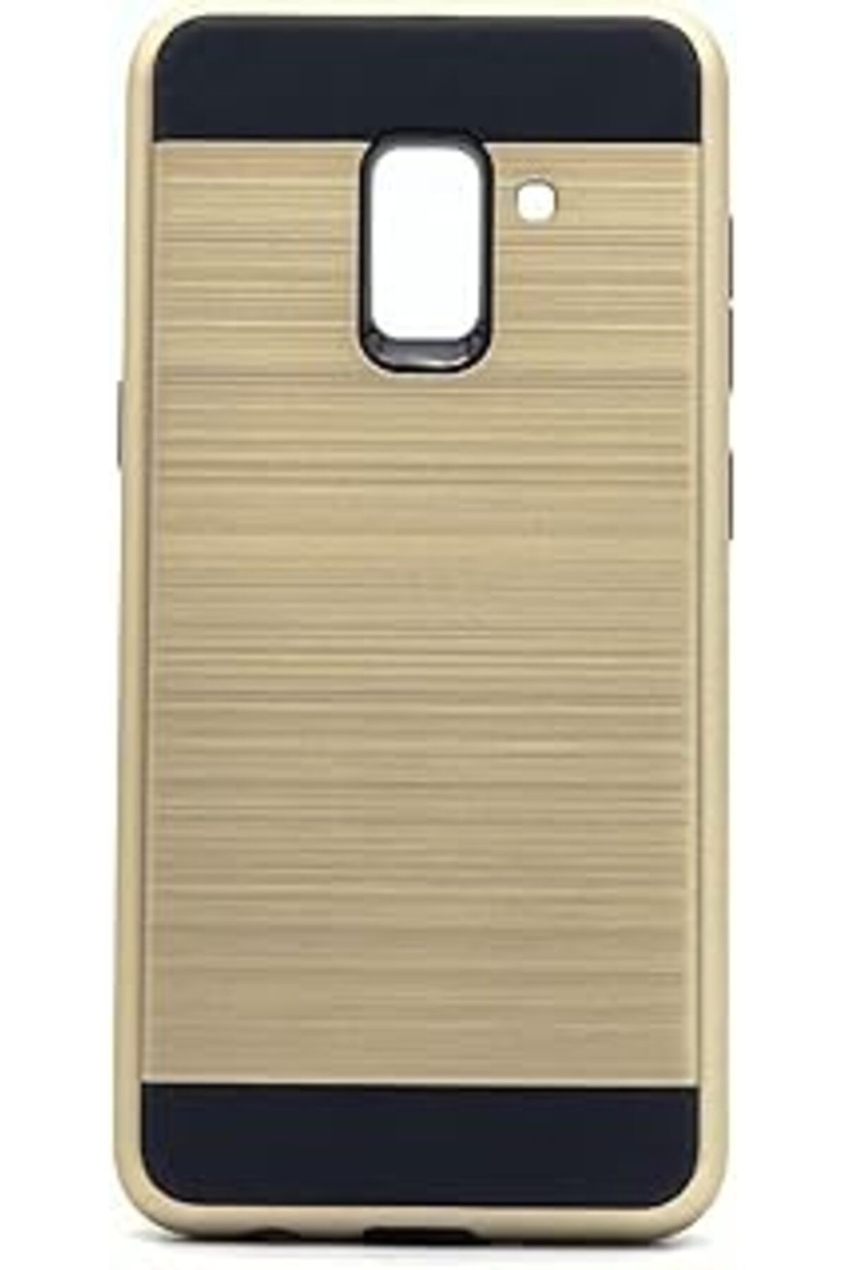 Karachil Samsung Galaxy A8 2018 Uyumlu Kamera Korumalı Sert Silikon Kılıf (Altın Rengi)