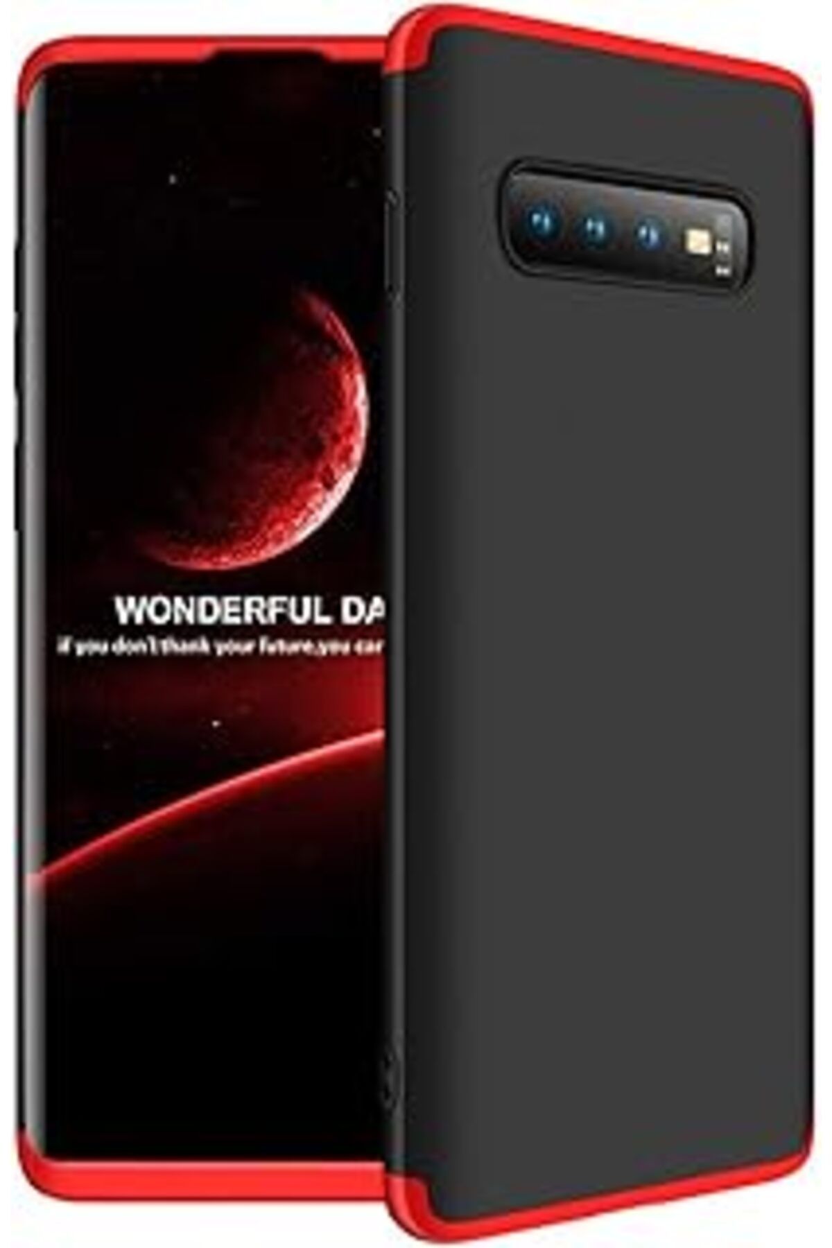 Karachil Microsonic Samsung Galaxy S10 Plus Için Kılıf Double Dip 360 Protective Siyah Kırmızı [Galaxy S10 P