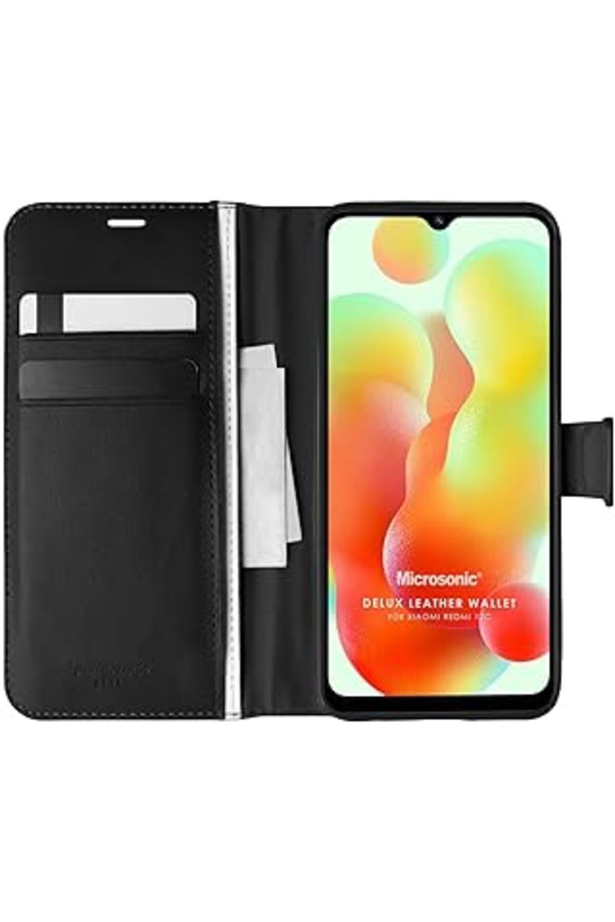 Karachil Microsonic Xiaomi Redmi 12C Için Kılıf Delux Leather Wallet Siyah [Redmi 12C Ile Uyumlu Kılıf - Siy